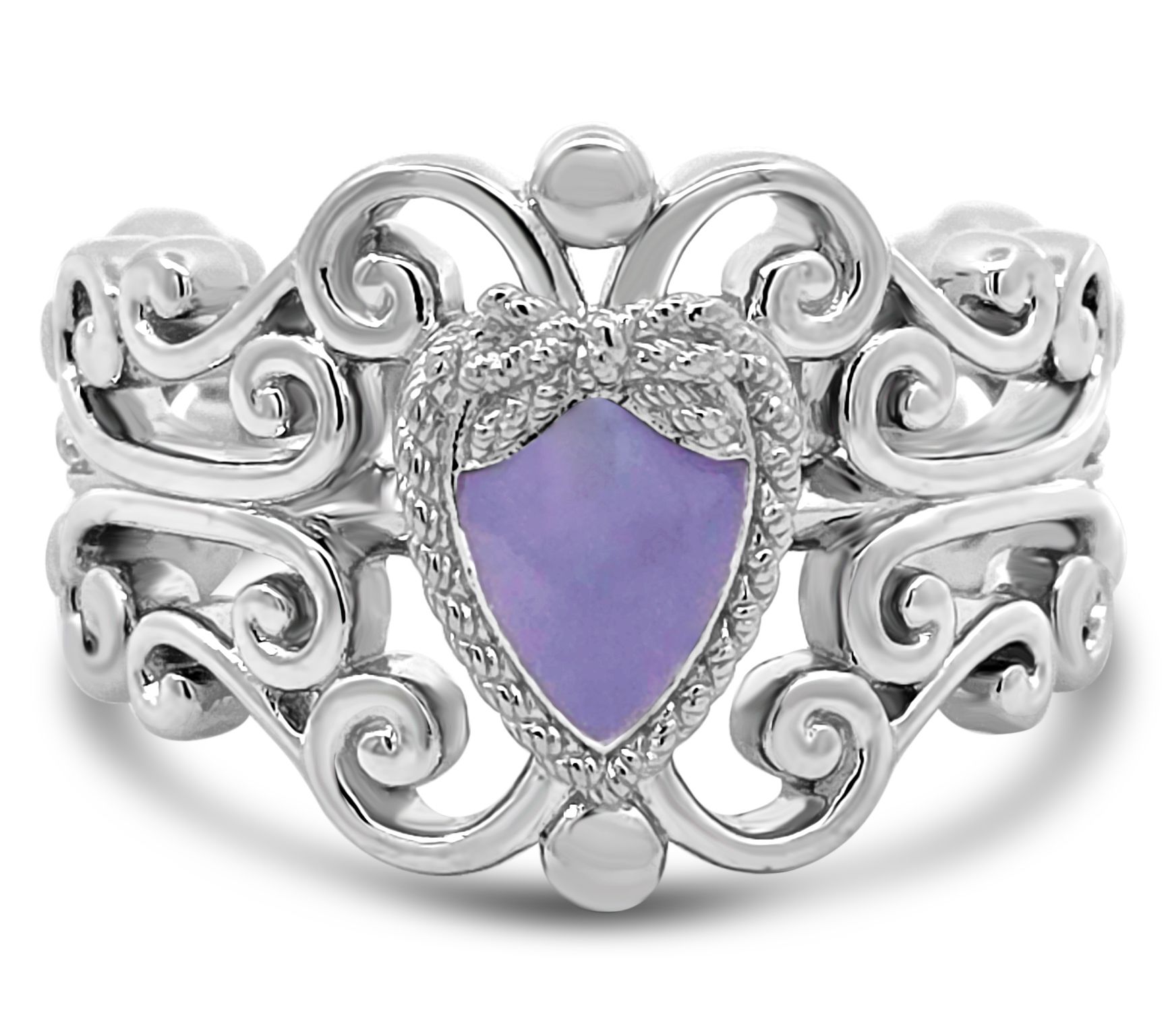 Goddaughters Sterling Love Knot Heart Enamel Renaissance Ring