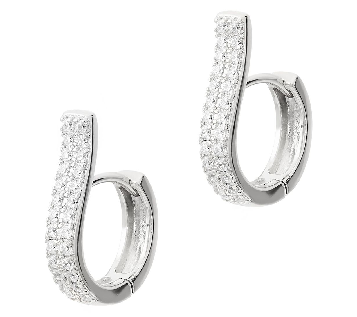 David Markstein Sterling Silver Ear Lift Pave Hoop Earrings