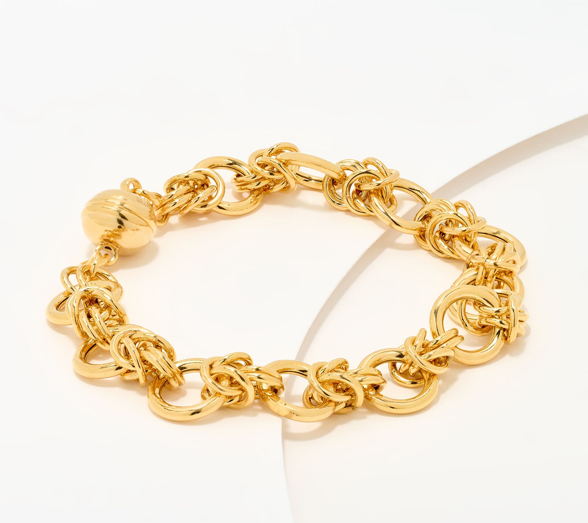  UltraFine 950 Silver Circle Link Bracelet with Magnetic Clasp