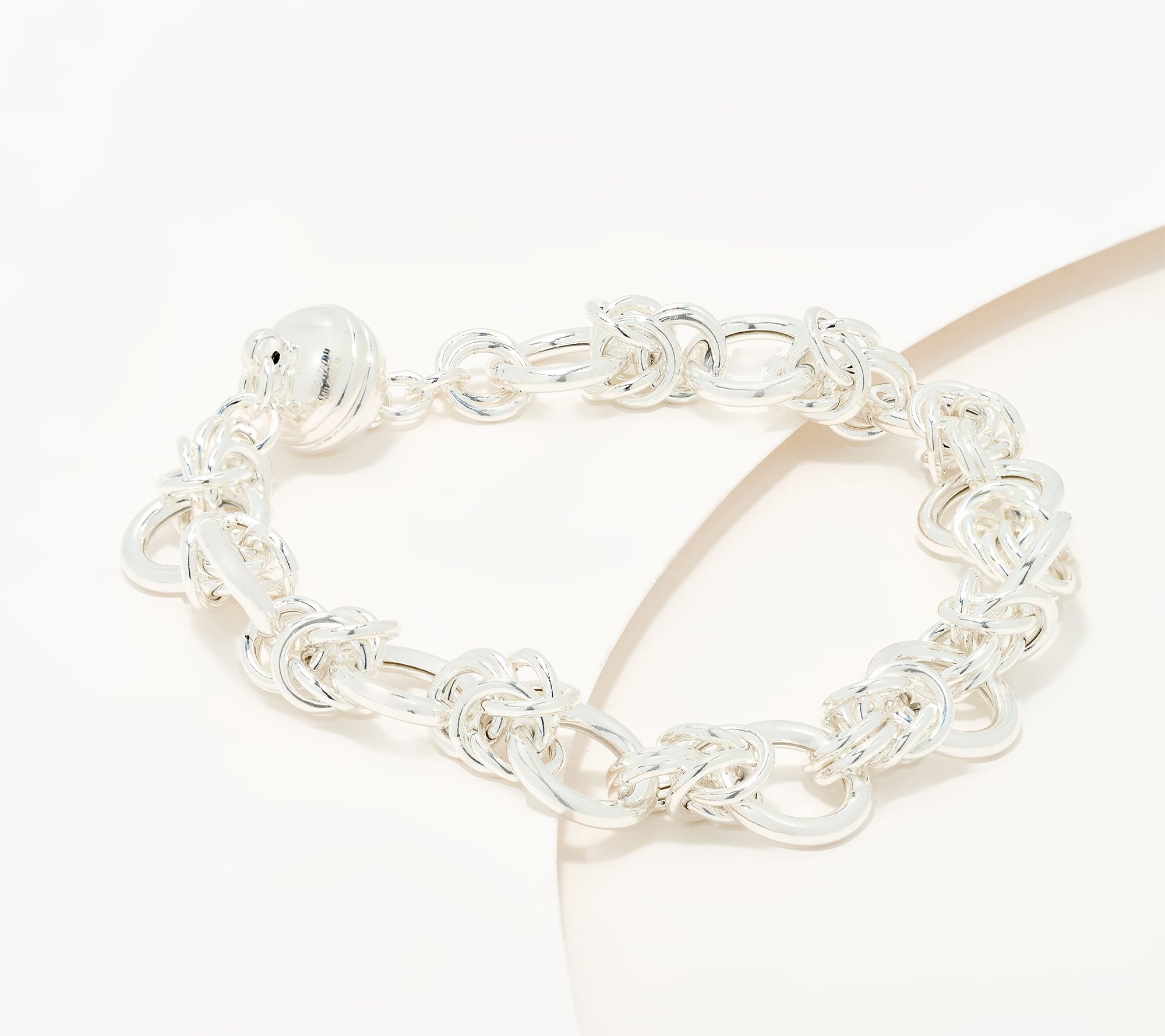UltraFine 950 Silver Circle Link Bracelet with Magnetic Clasp