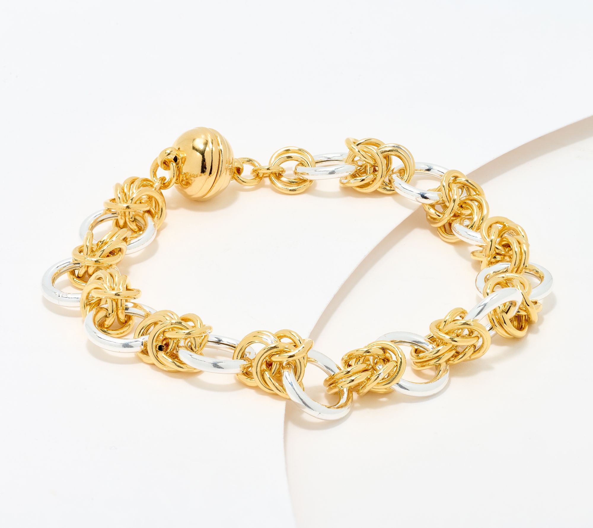 UltraFine 950 Silver Circle Link Bracelet with Magnetic Clasp