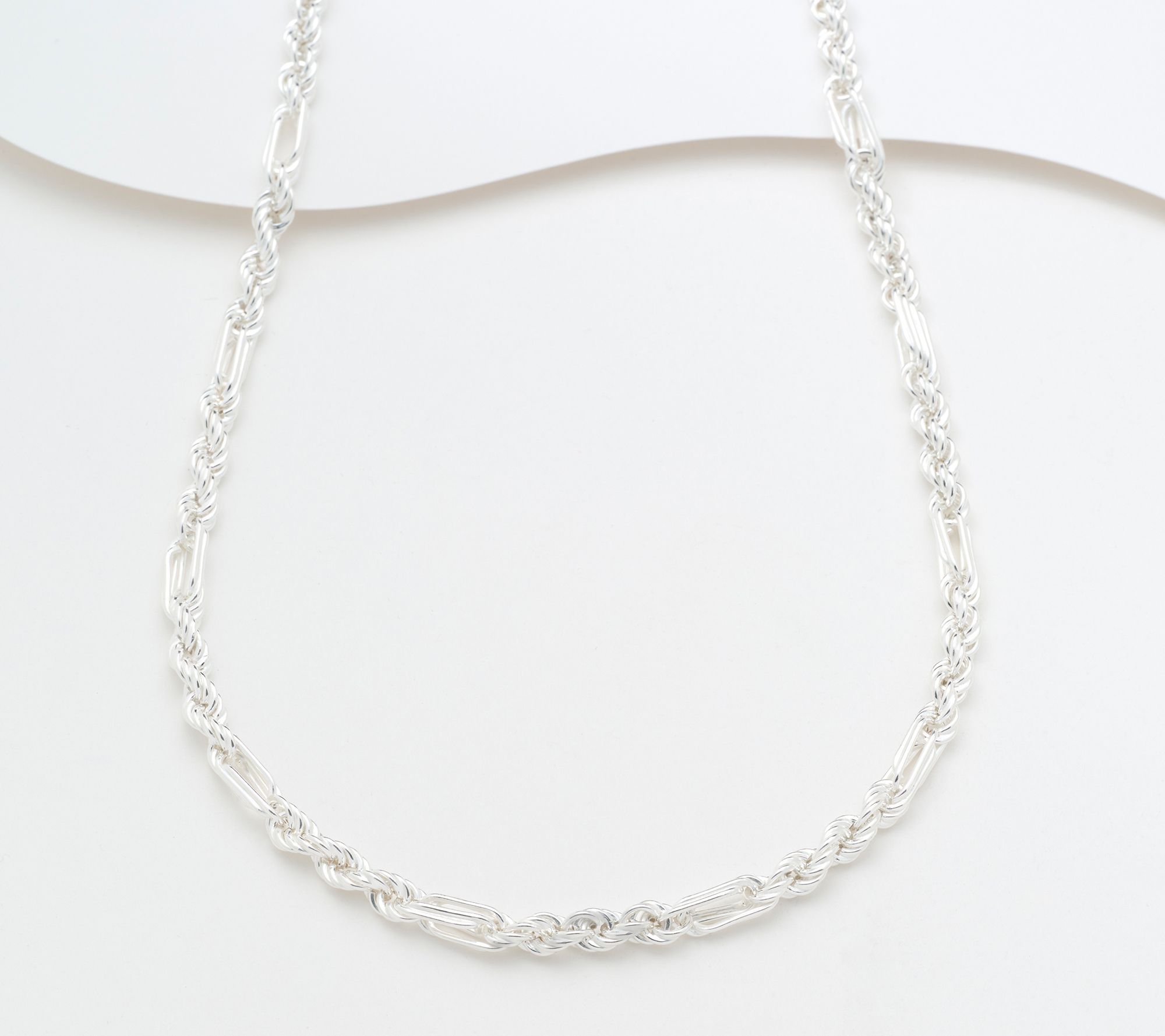 UltraFine 950 Silver Figarope Chain Magnetic Clasp 18" Necklace