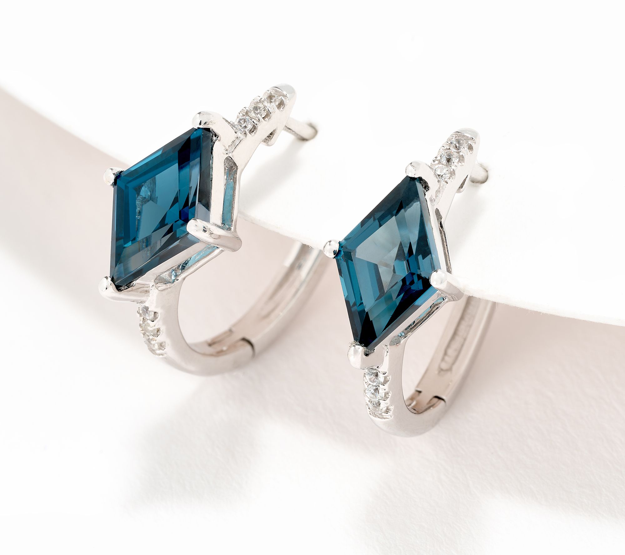 Affinity Gems Precious Gem & White Zircon Kite Cut Earrings, Sterl