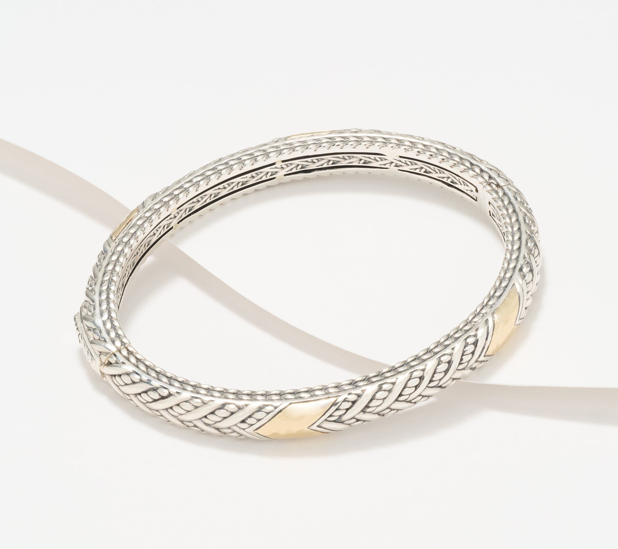 JAI Sterling Silver & 14K Legacy Weave 6.0mm Bangle Bracelet