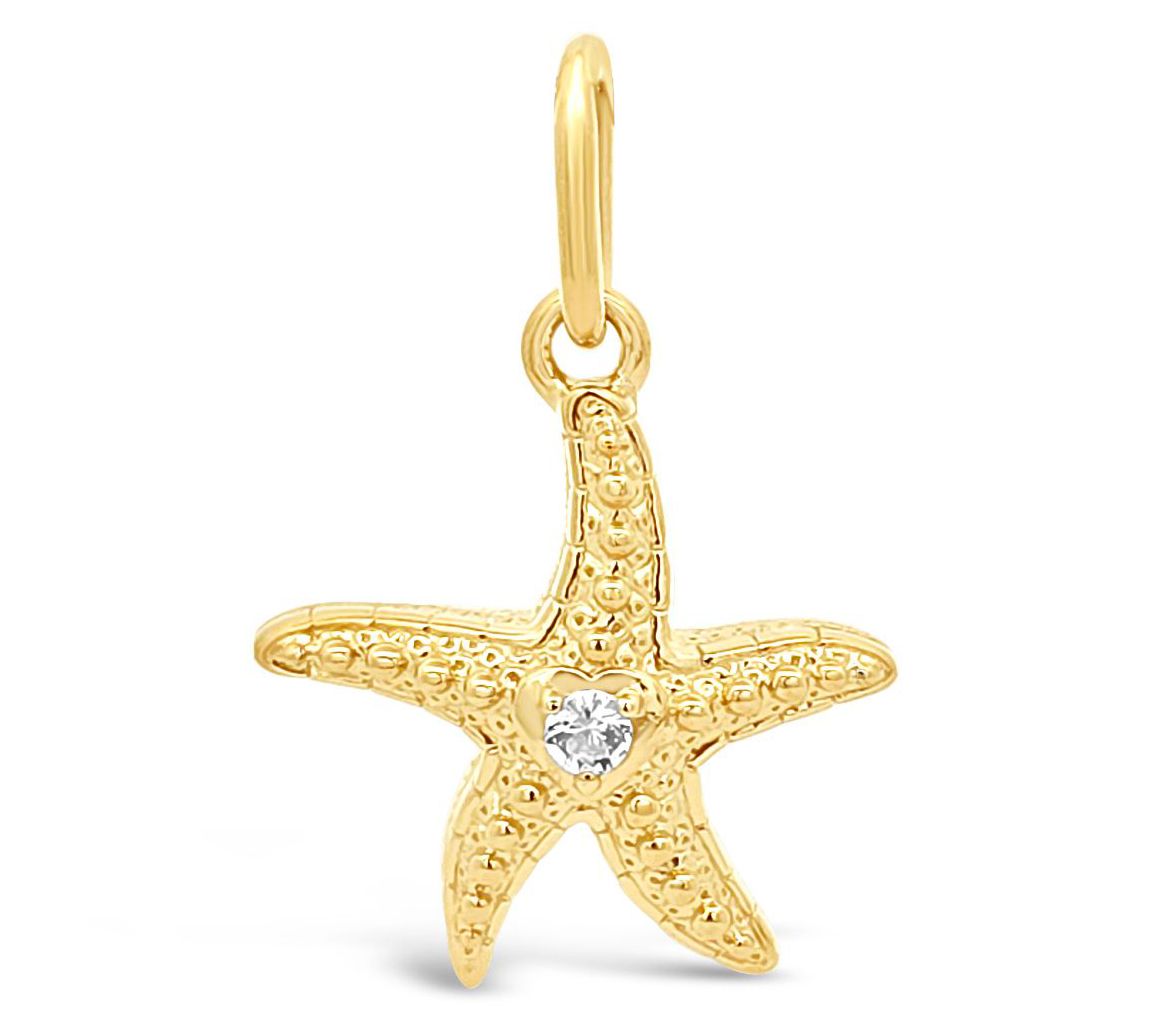 Goddaughters 14K Gold Clad White Topaz StarfishCharm