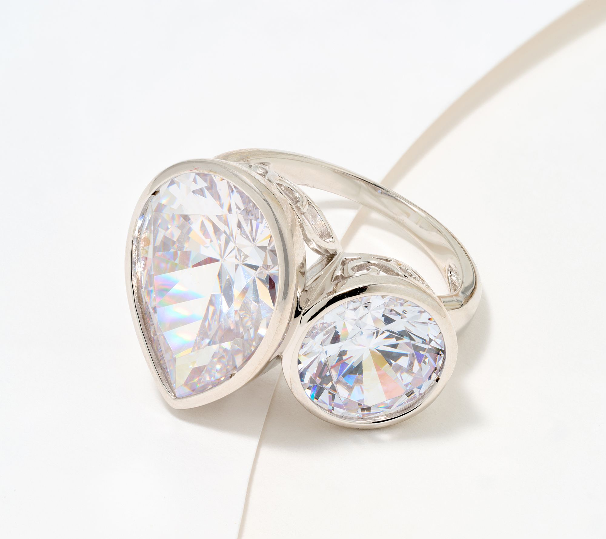 Diamonique x Jennifer Miller Round & Pear Toi Et Moi Ring