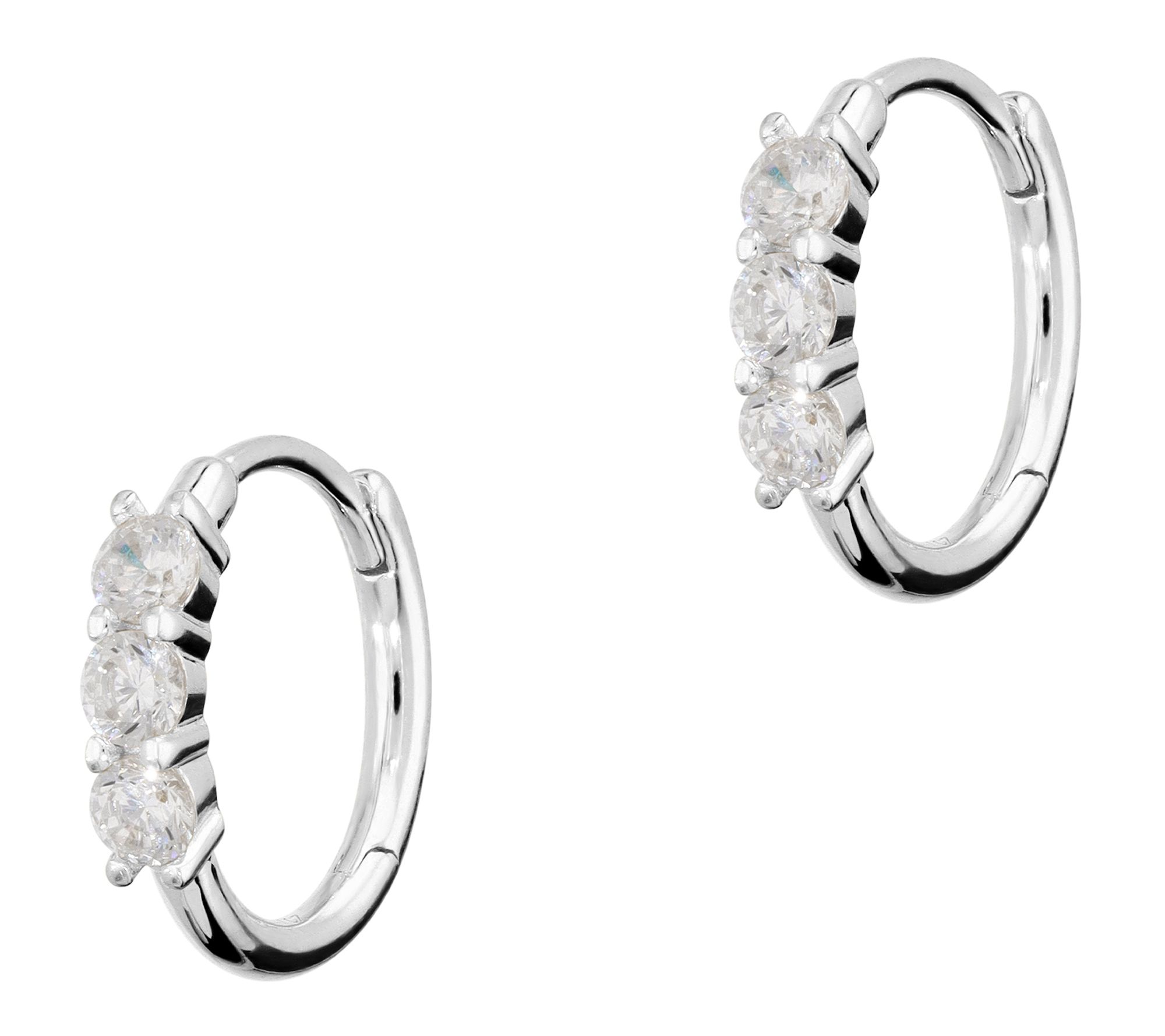 Diamonique 0.40 cttw Huggie Hoop Earrings, Sterling Silver