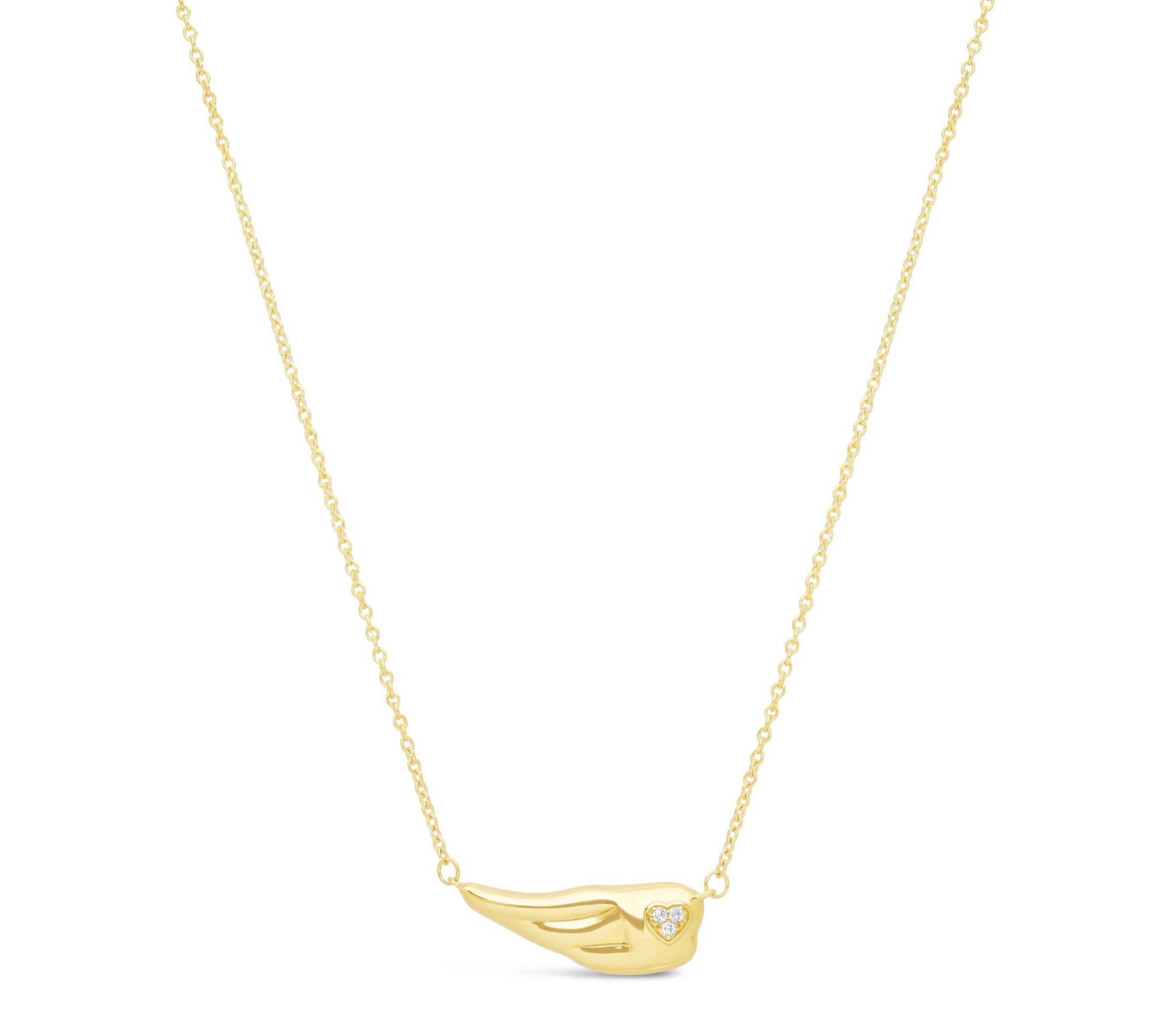 Goddaughters 14K Gold Clad White Topaz Wing Necklace