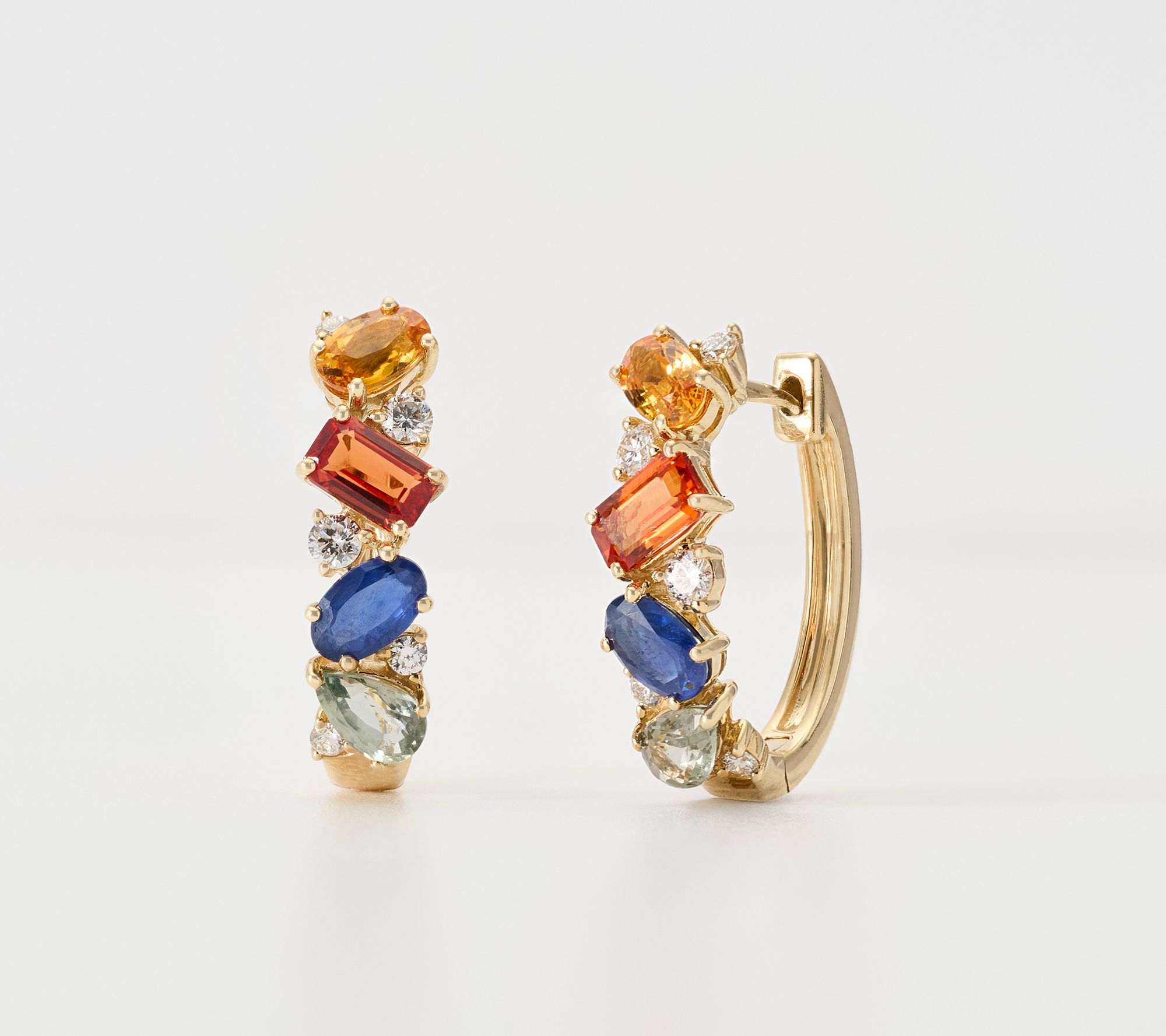 Effy 2.58cttw Multi Sapphire & Diamond Earrings, 14K