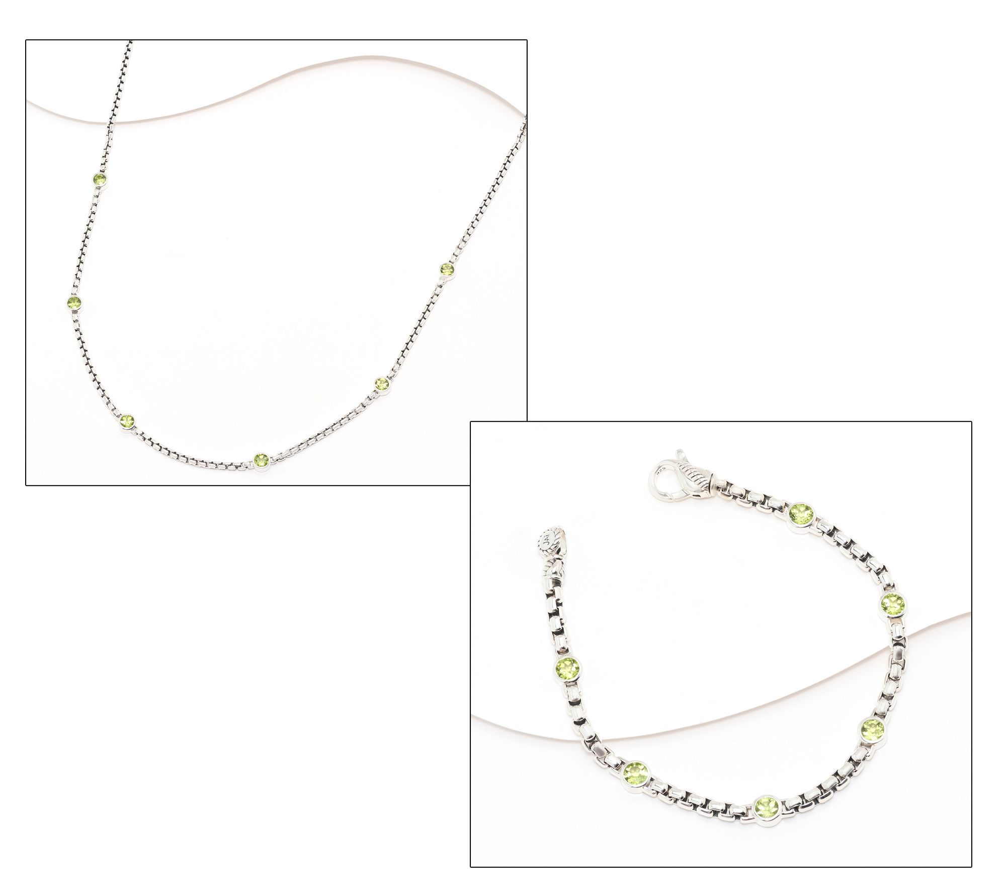 Jai Sterling Silver box Chain Gemstone Bracelet or Necklace