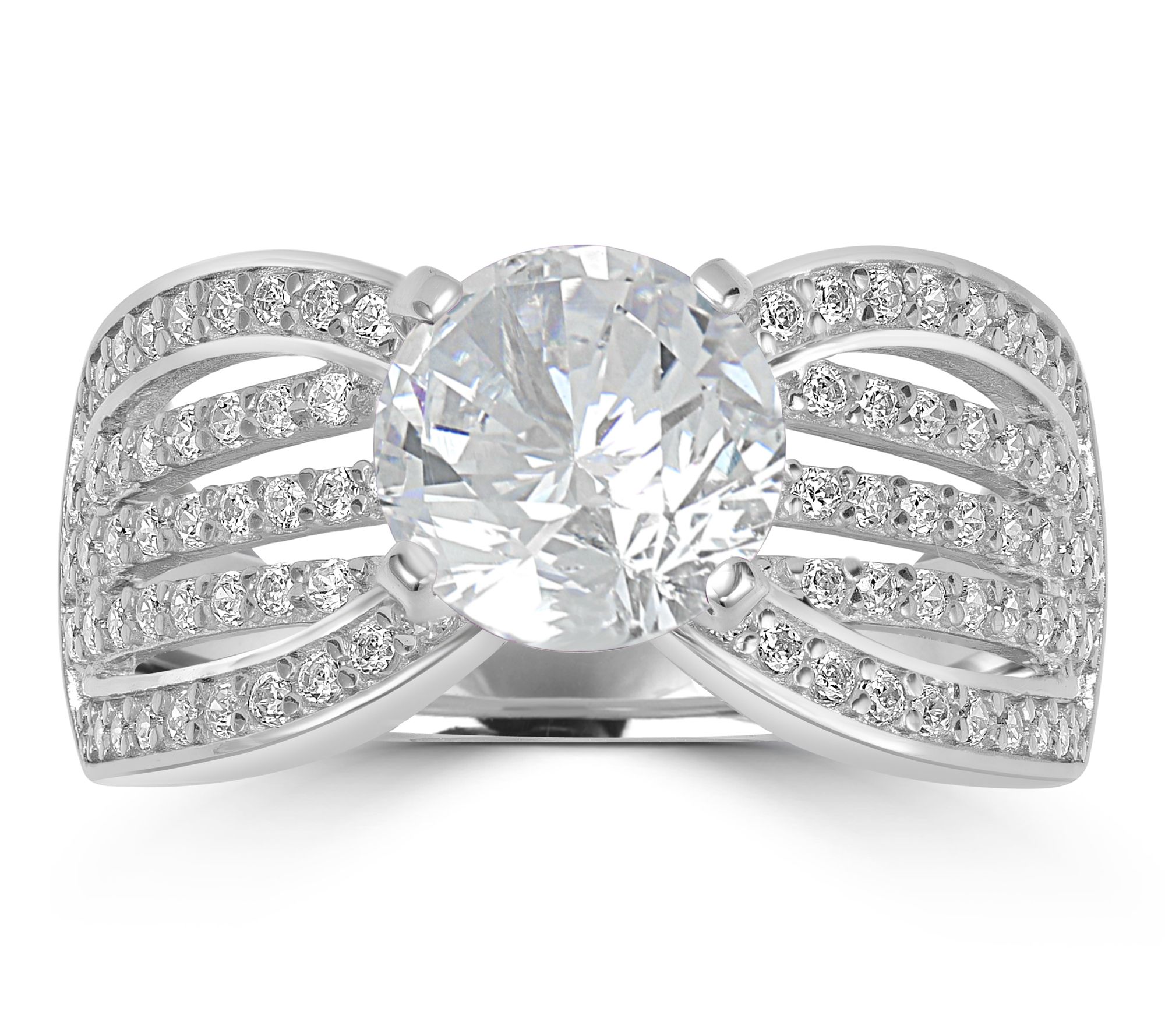 Diamonique x Kathy Levine Round Ribbon Band Ring, Sterling