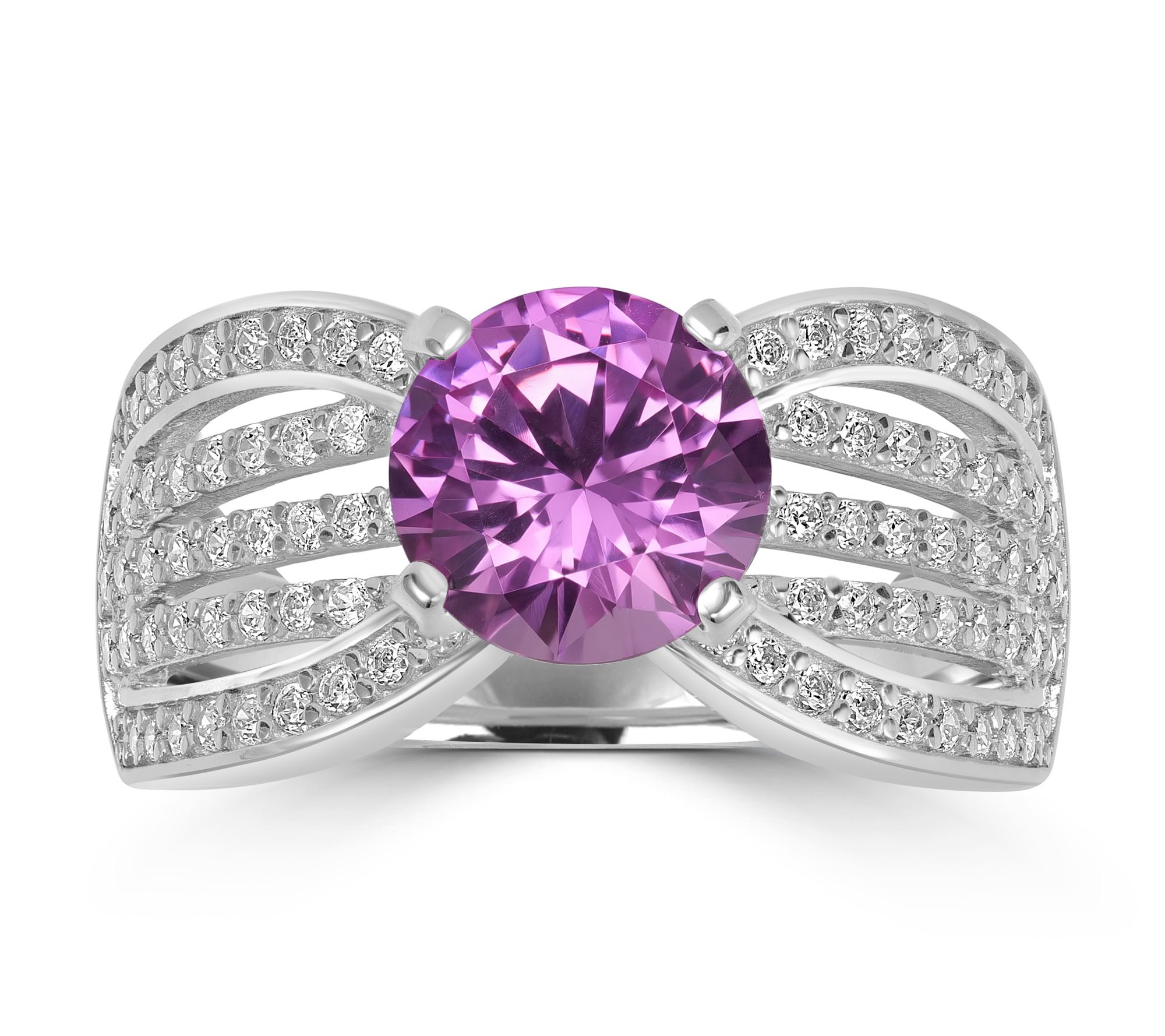 Diamonique x Kathy Levine Round Ribbon Band Ring, Sterling