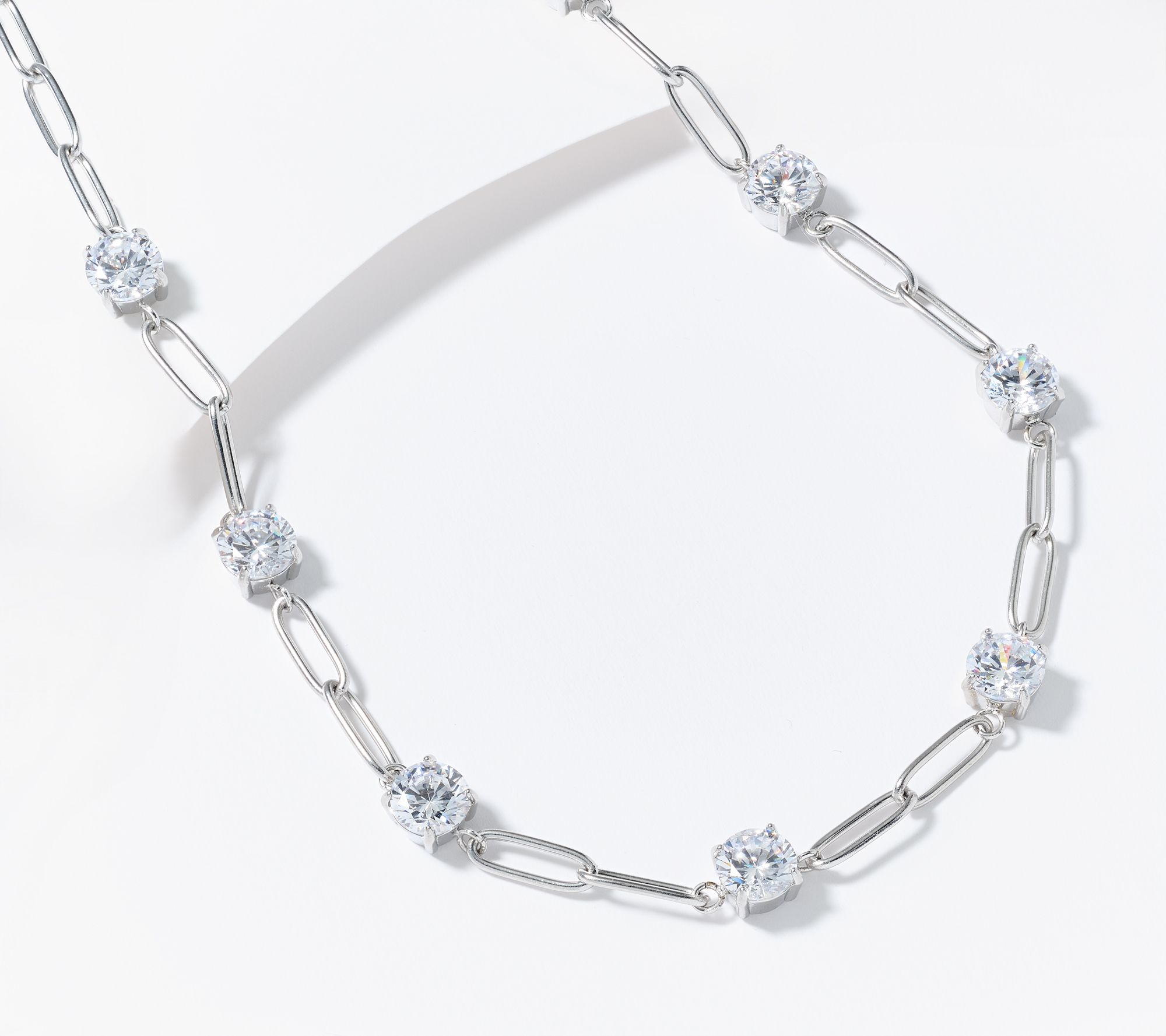 "As Is" Steel by Diamonique Station & Link Necklace