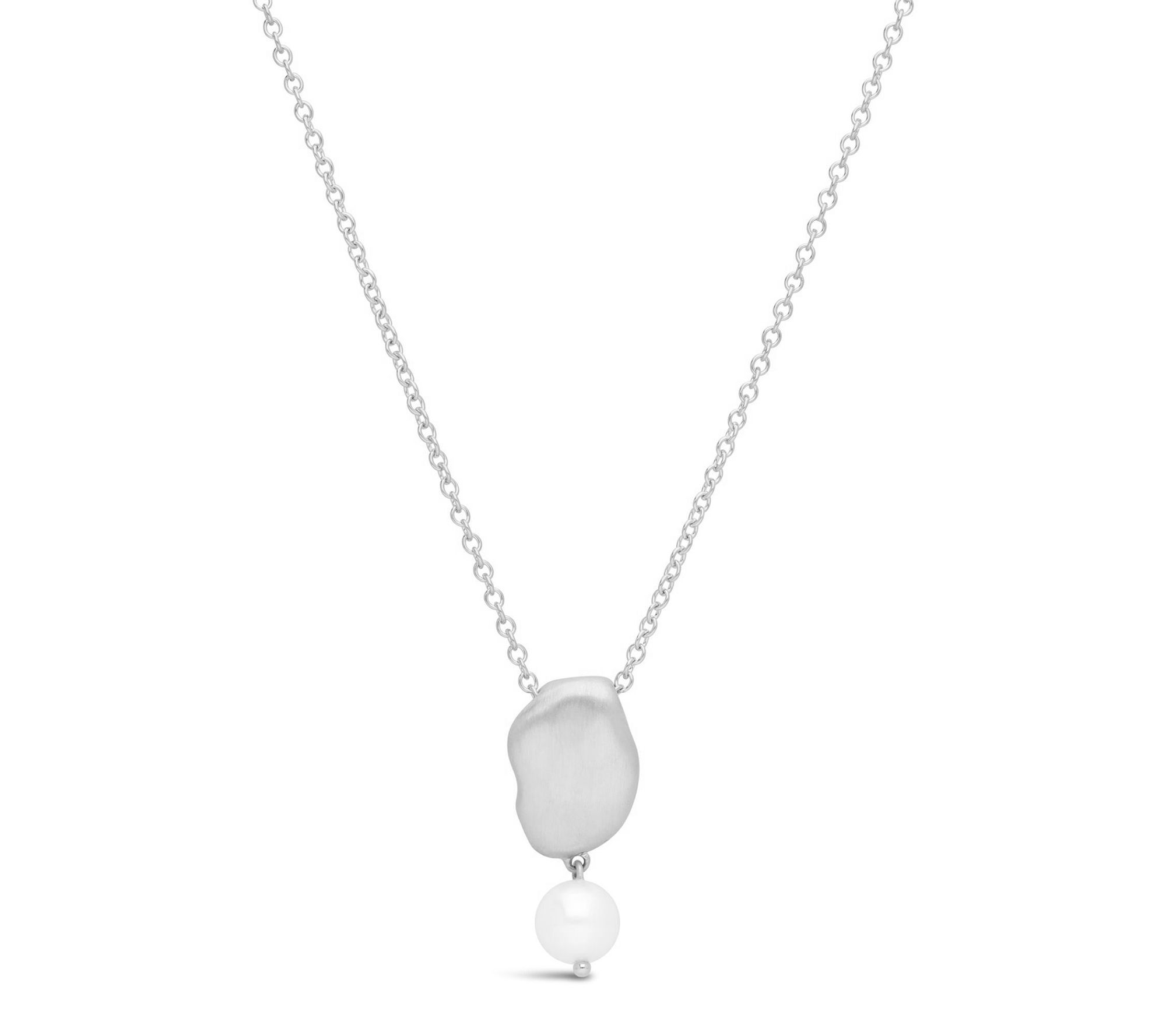 Elyse Ryan Sterling Silver Cultured Pearl DropNecklace