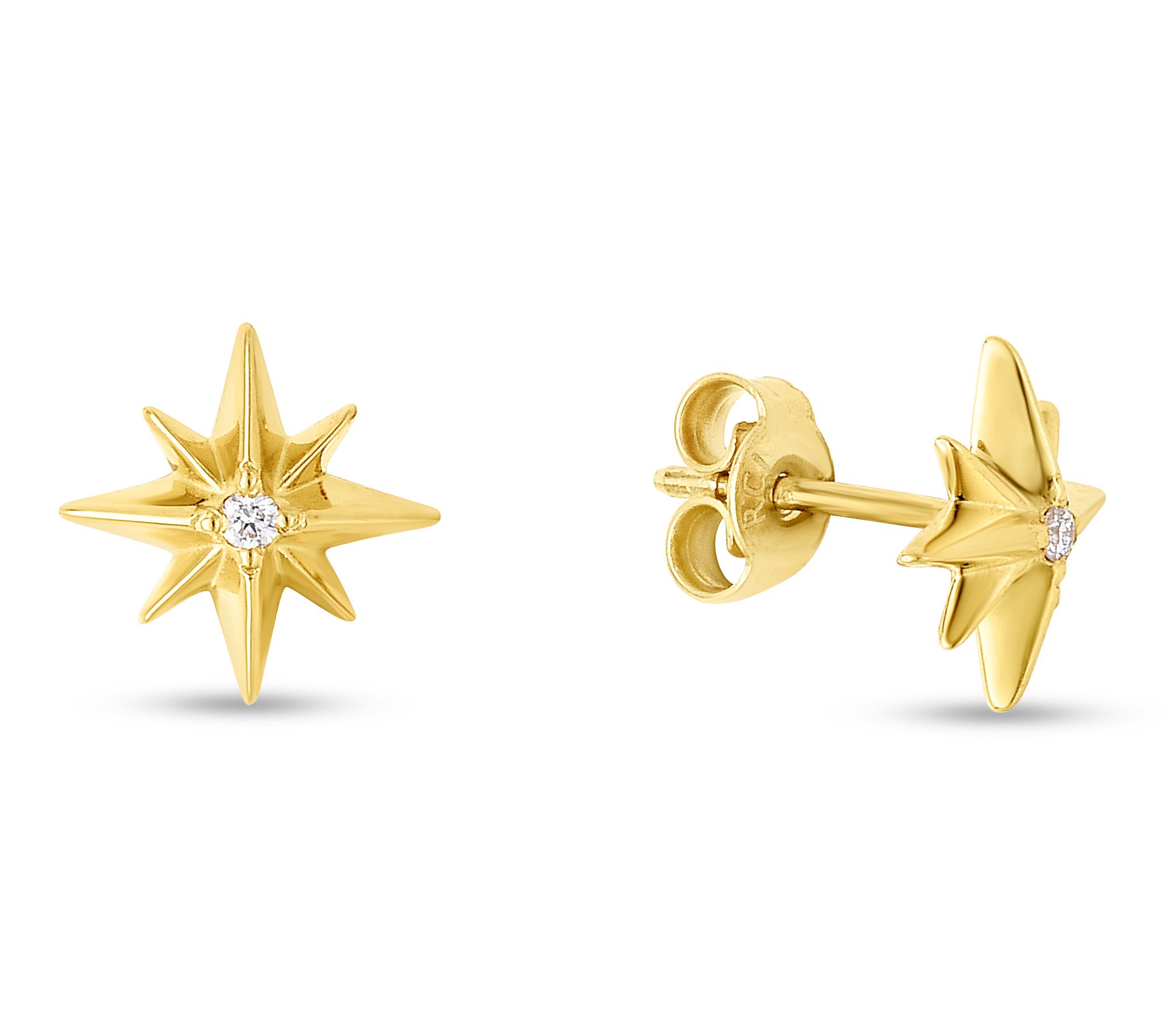 Italian Gold Diamond Accent North Star Stud Earrings, 14K