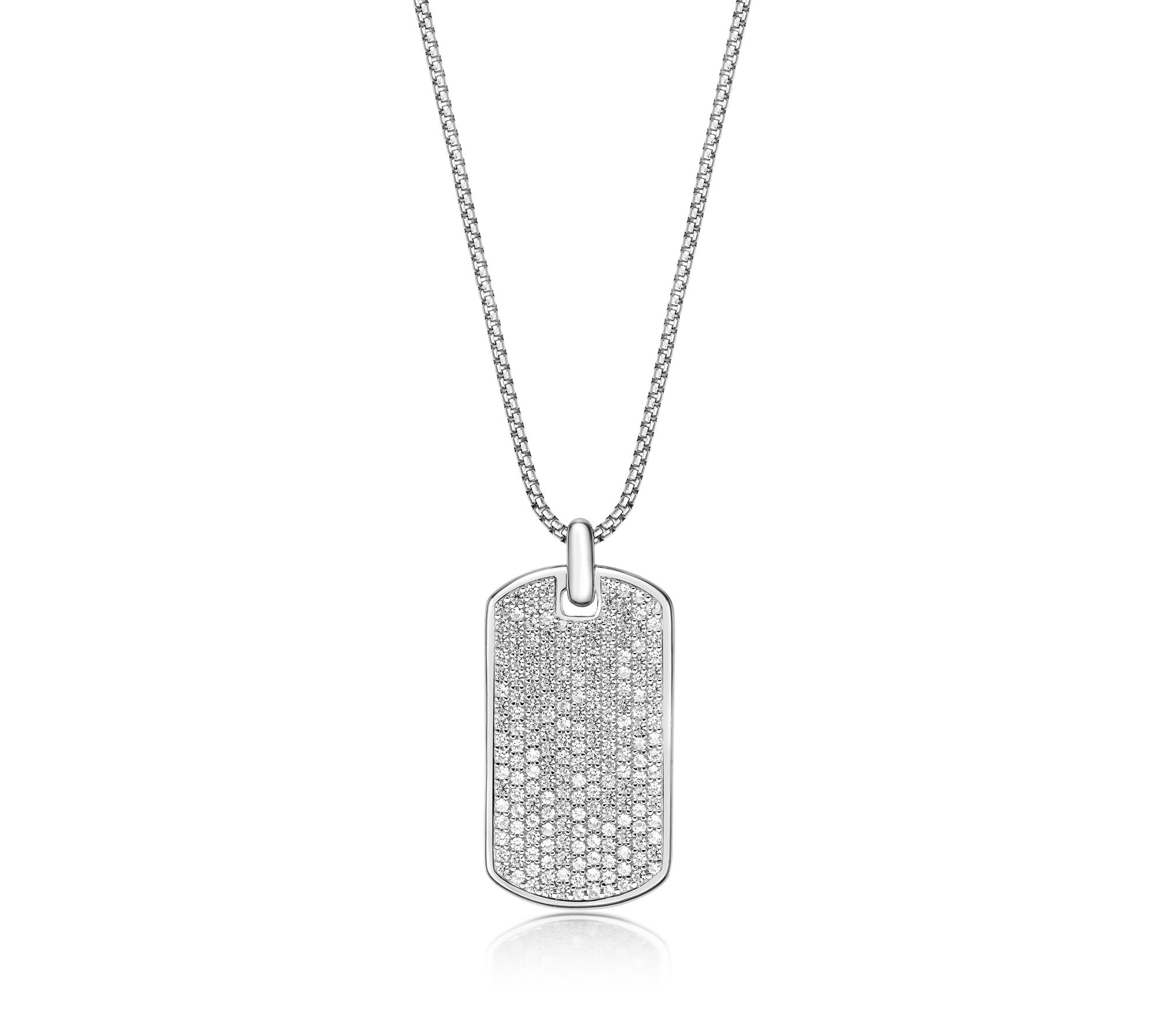 LYNX Men's Sterling Gemstone Dog Tag Pendant w/Chain