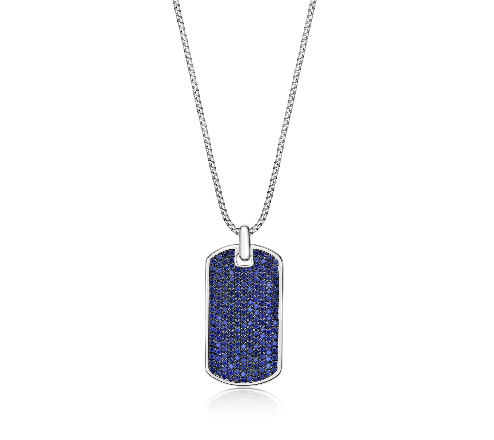 LYNX Men's Sterling Gemstone Dog Tag Pendant w/Chain