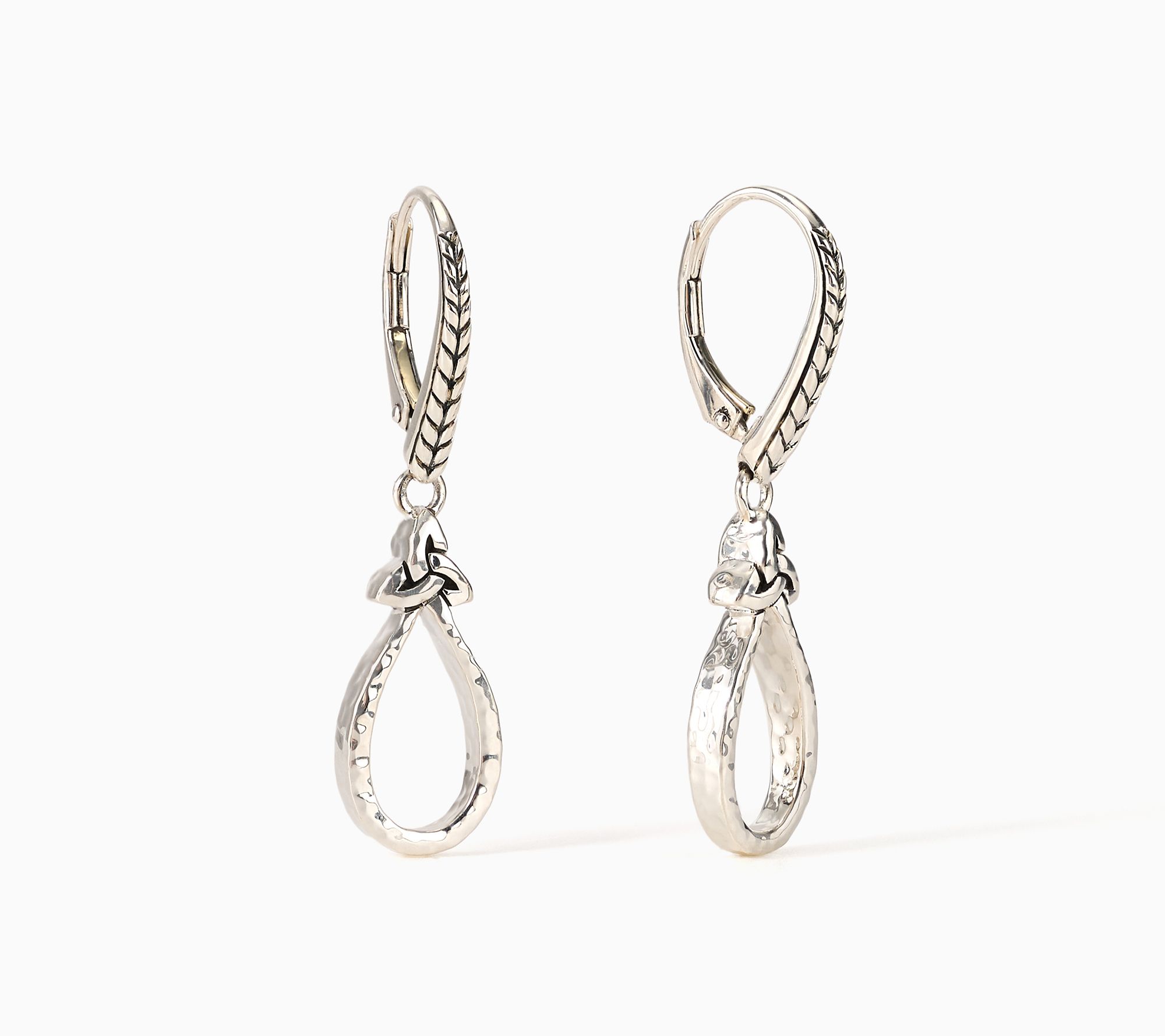 JAI Sterling Silver Celtic Knot Lever Back Earrings