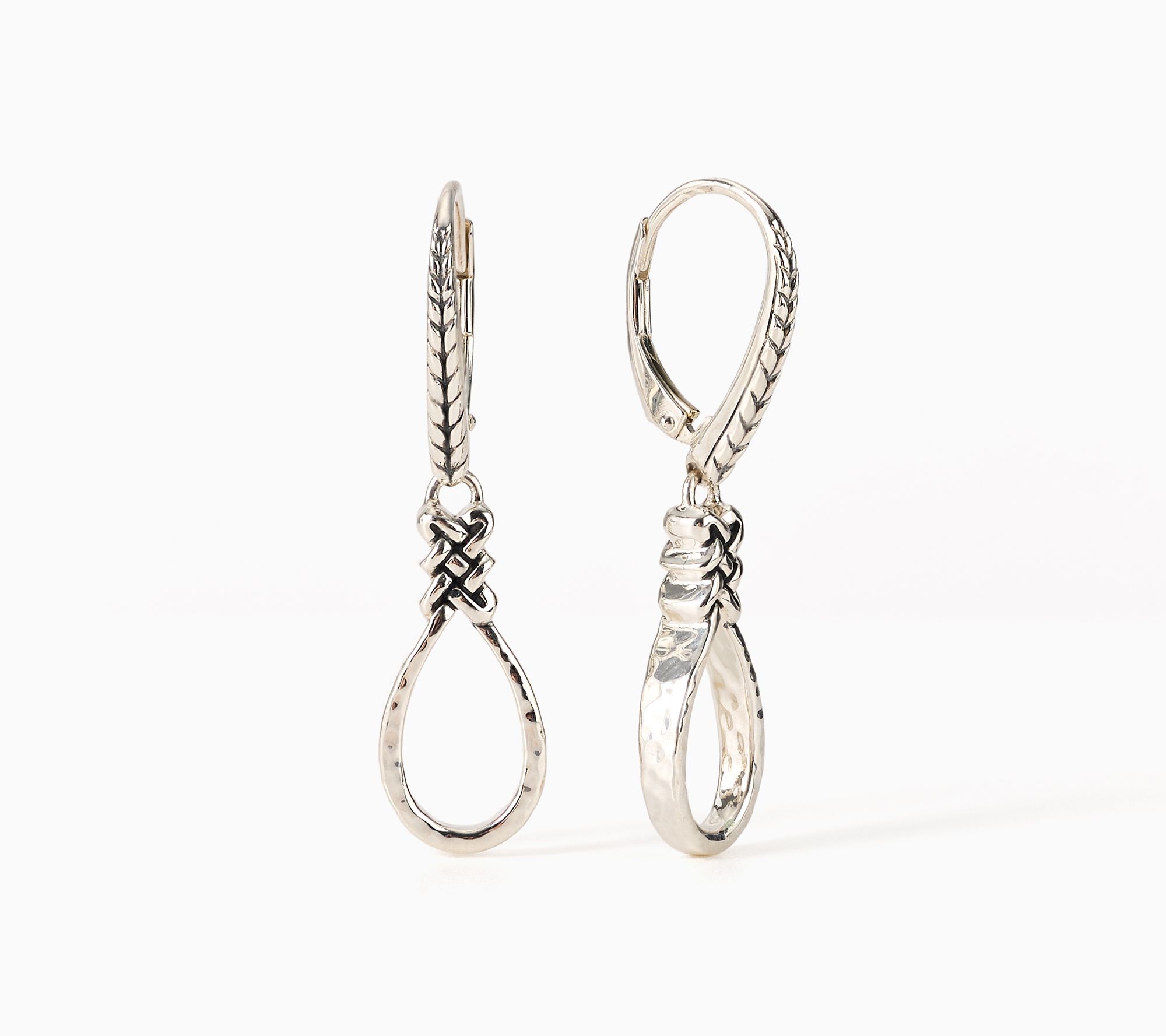 JAI Sterling Silver Celtic Knot Lever Back Earrings