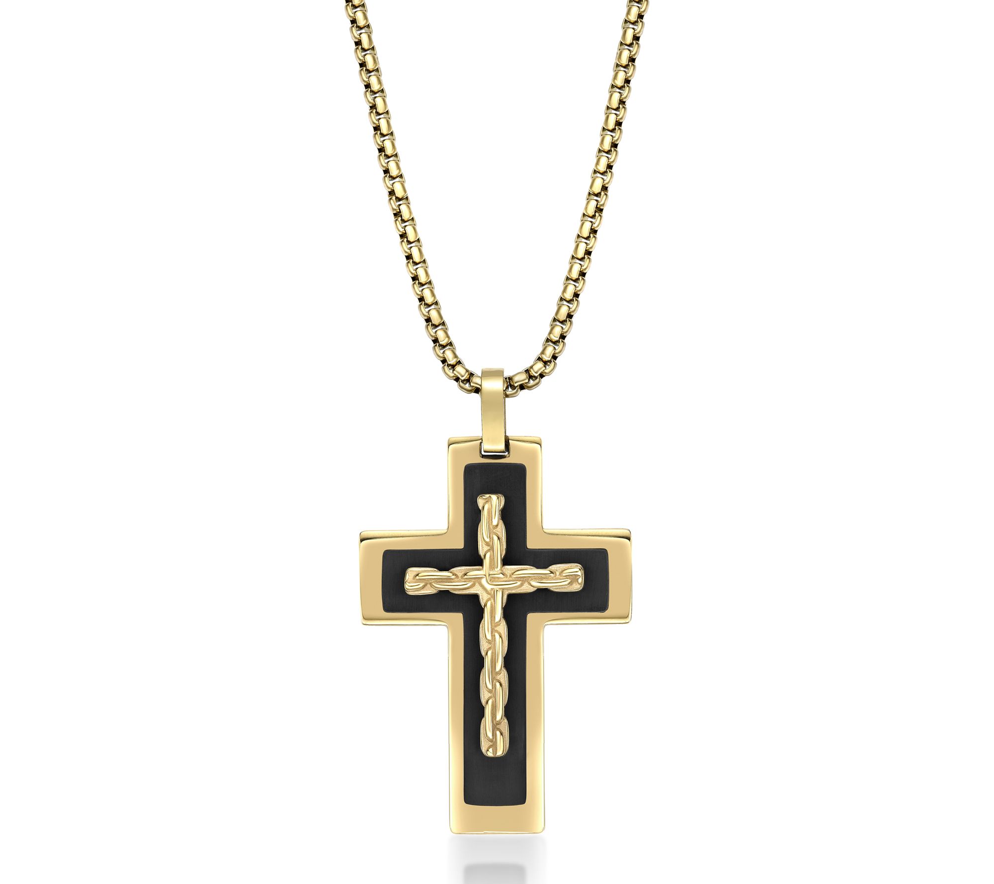 LYNX Men's Two-Tone Cross Pendant w/ Chain