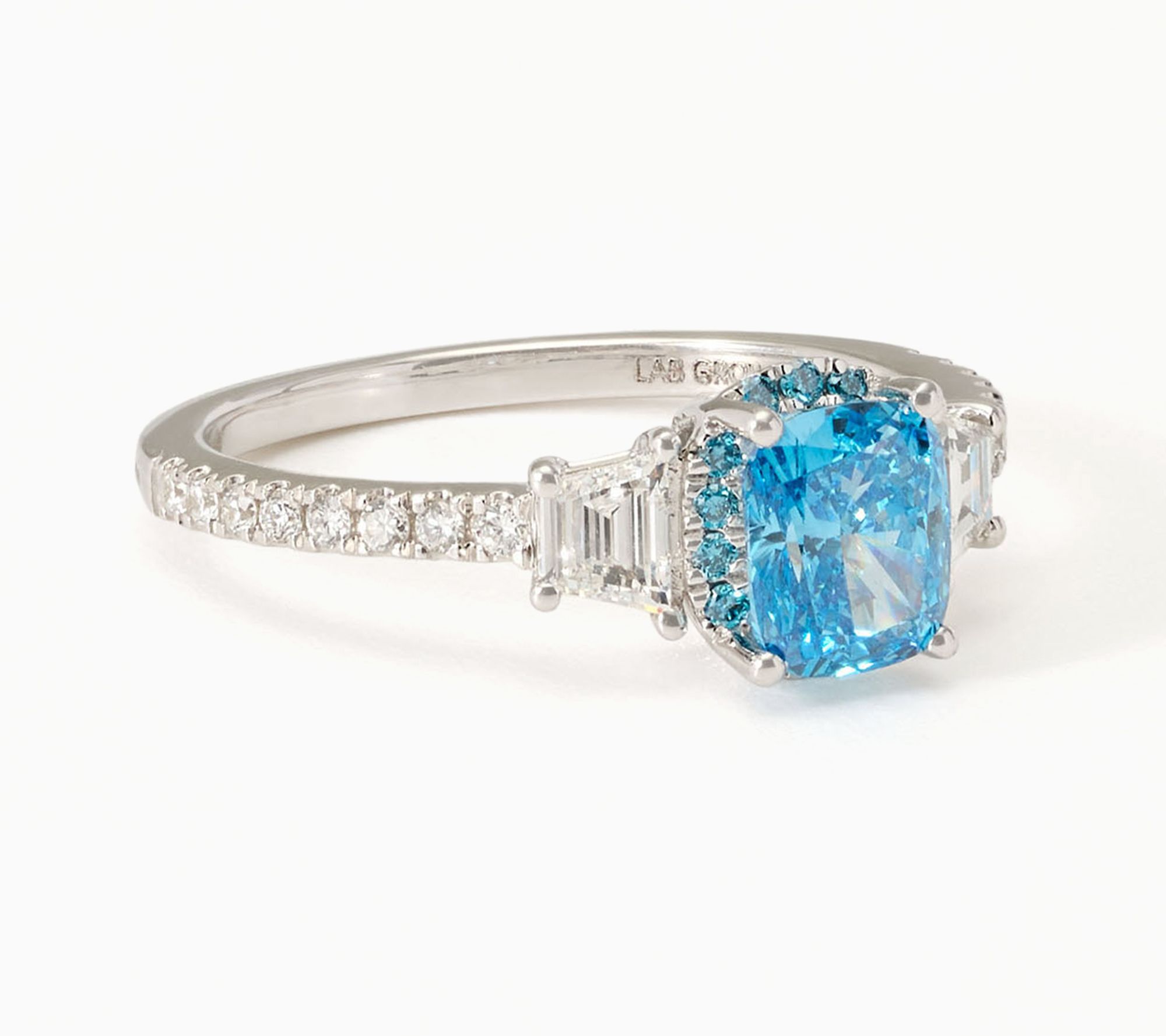 Fire Light Lab Grown Diamonds 1.50 cttw Radiant Cut Color Ring, WG