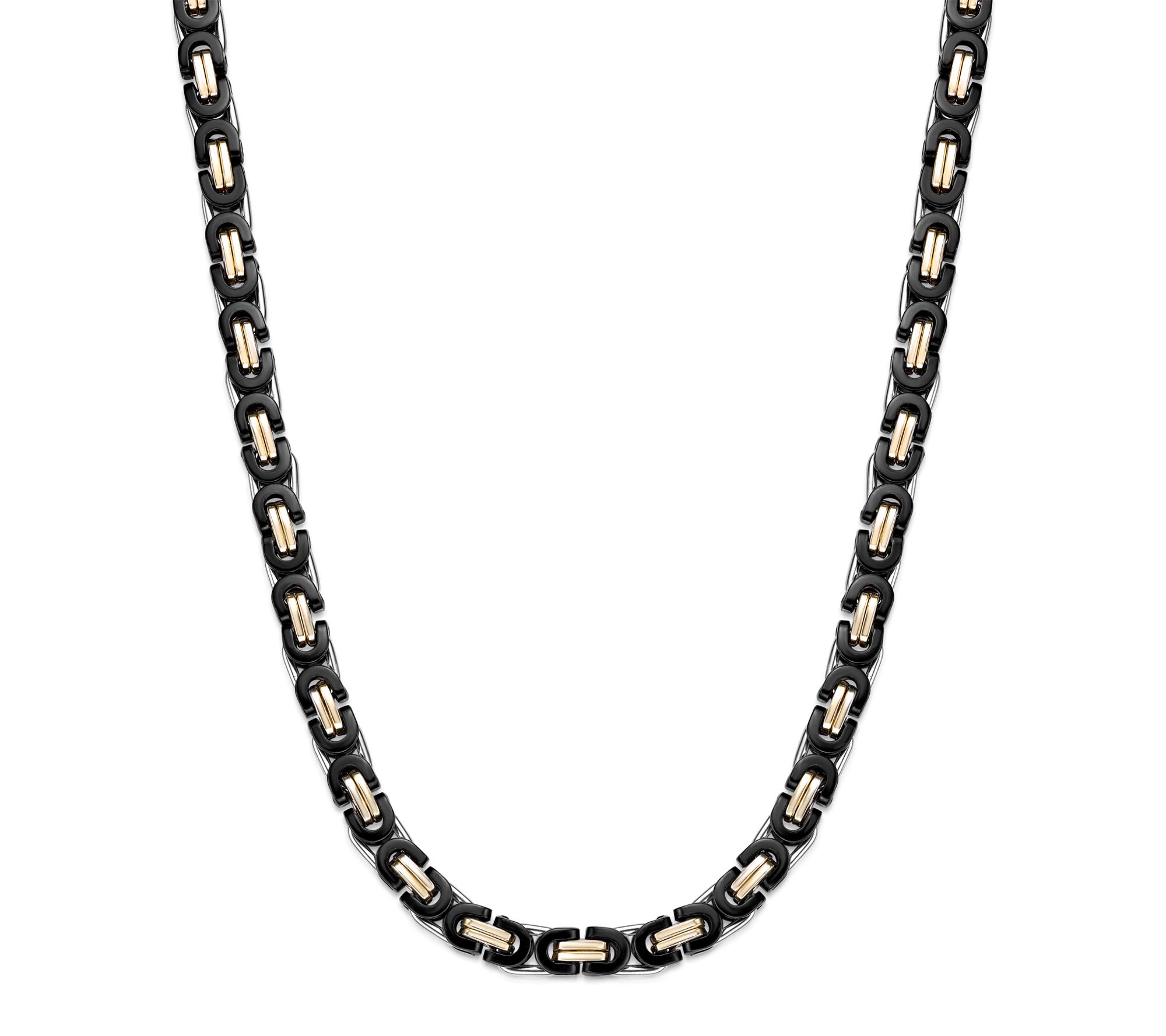 LYNX Men's Tri -Color Byzantine Chain Necklace - QVC.com