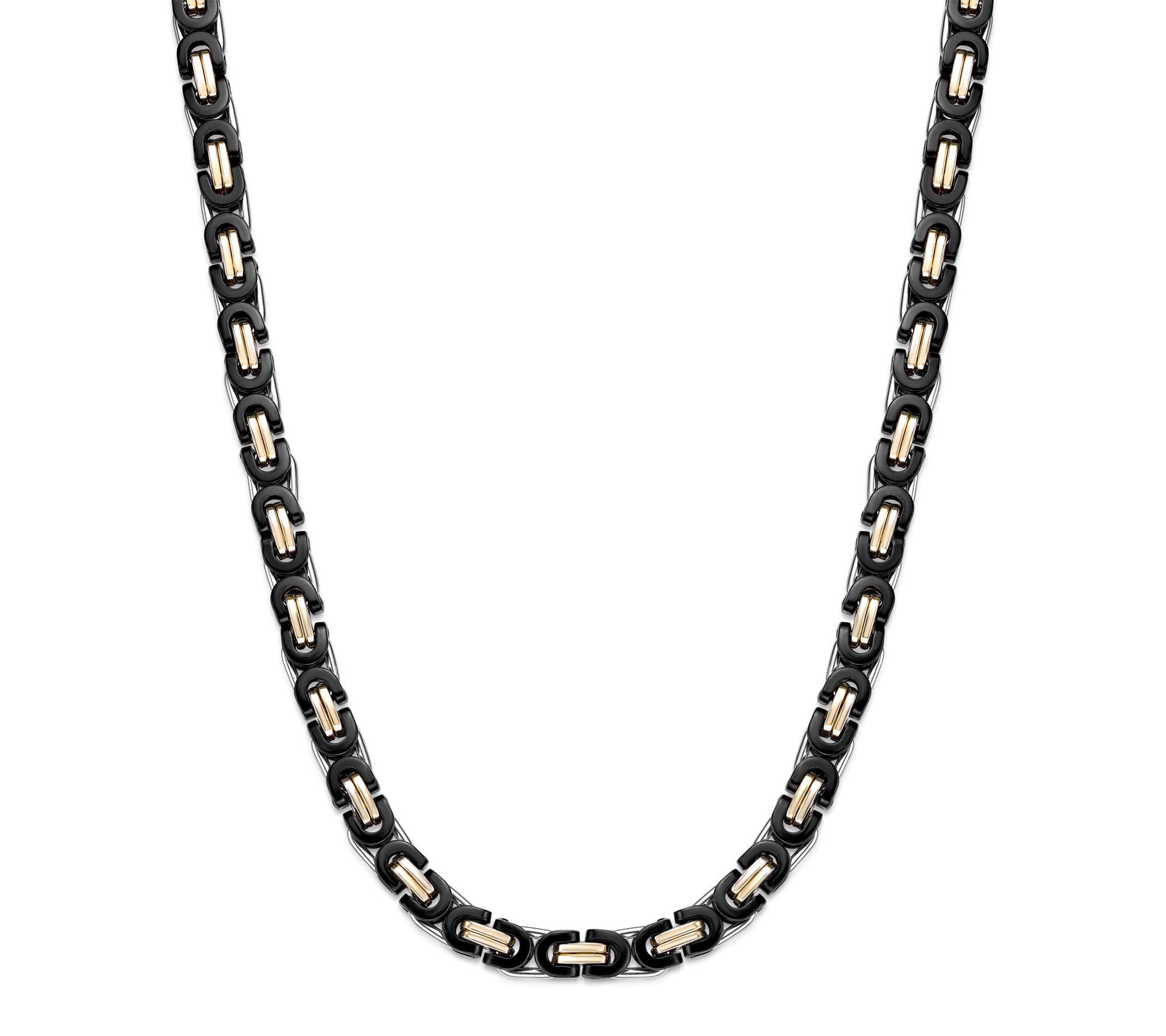 LYNX Men's Tri -Color  Byzantine Chain Necklace