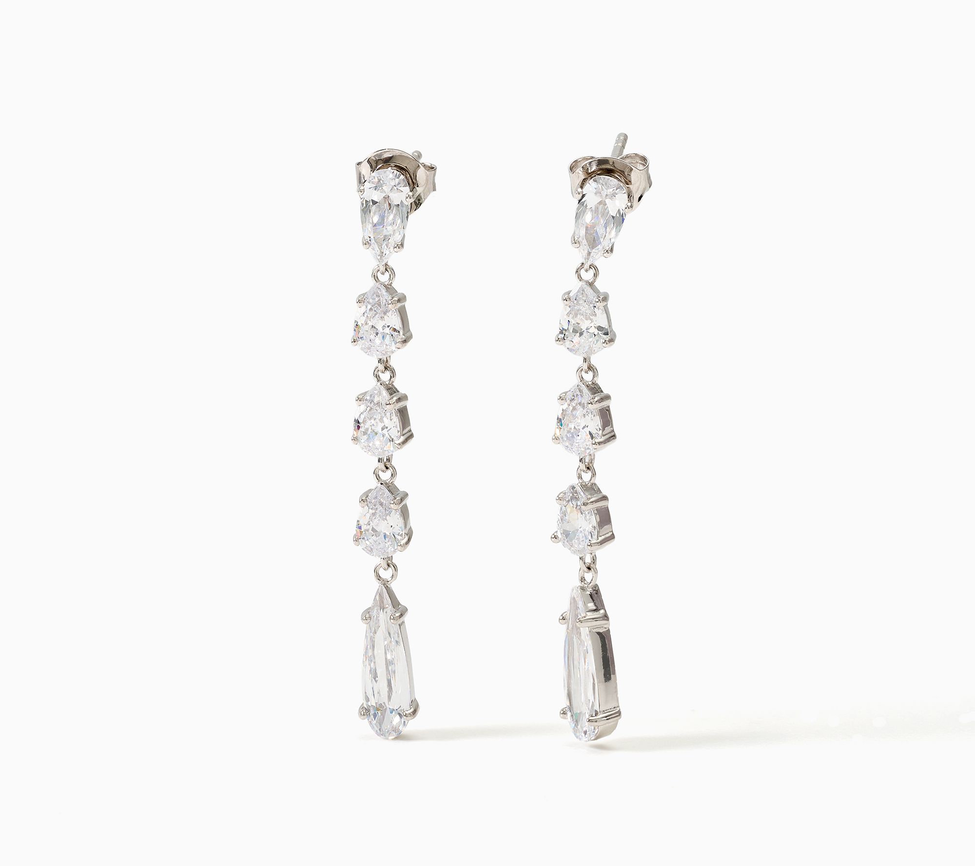 Diamonique Shimmering 5-Stone Drop Earrings, Sterling Silver