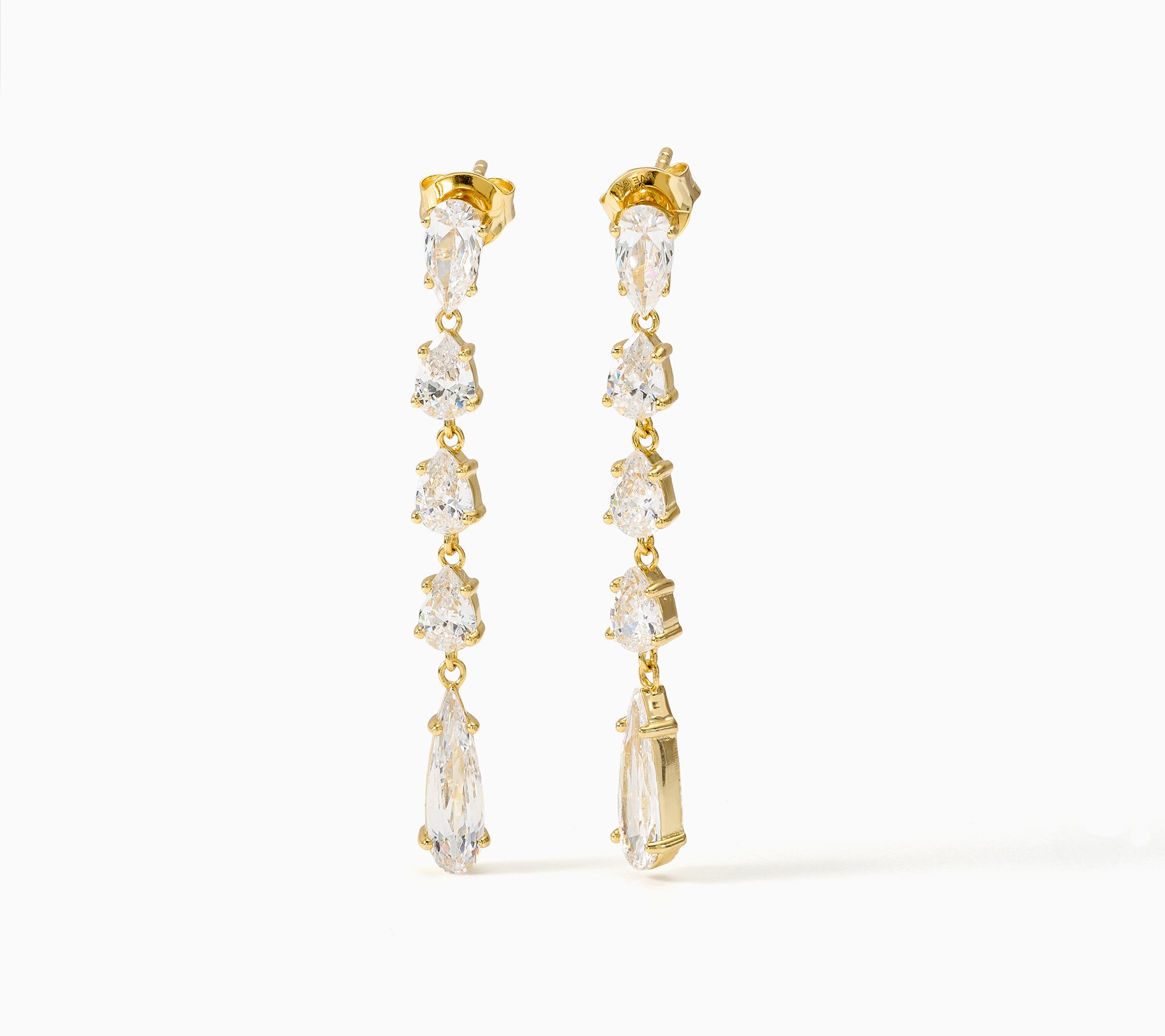 Diamonique Shimmering 5-Stone Drop Earrings, Sterling Silver