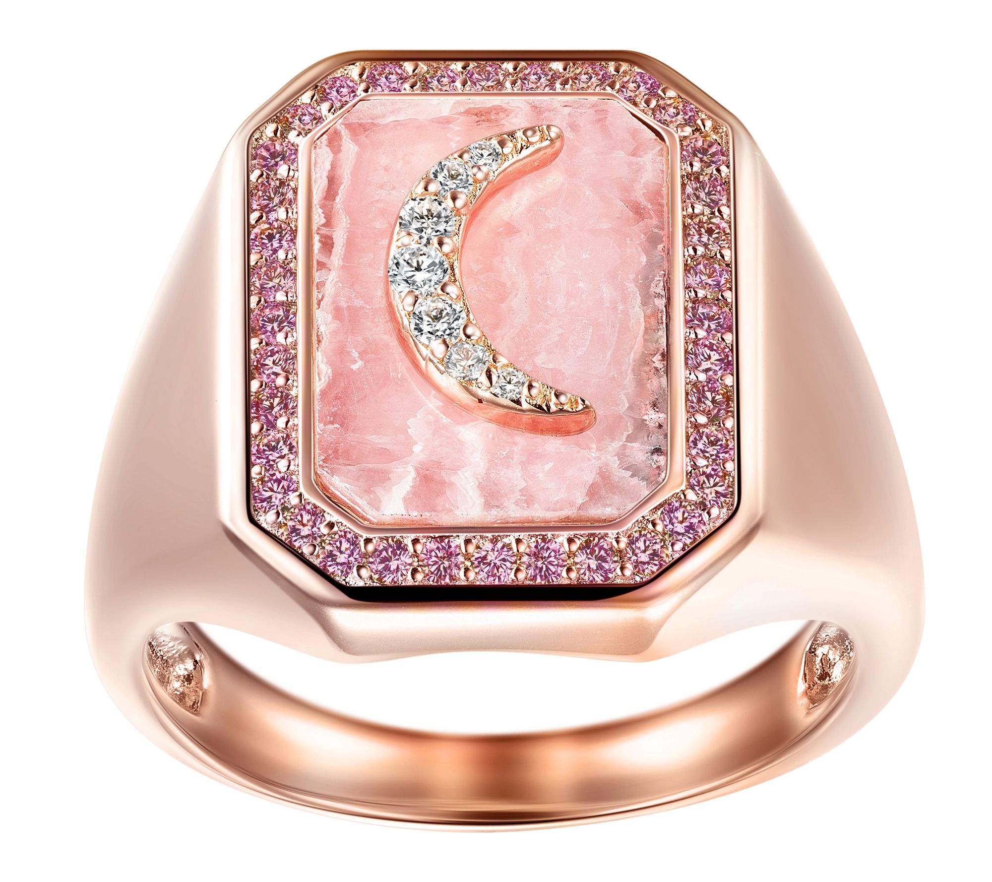 Affinity Gems Crescent Moon Signet Ring, Sterling Silver