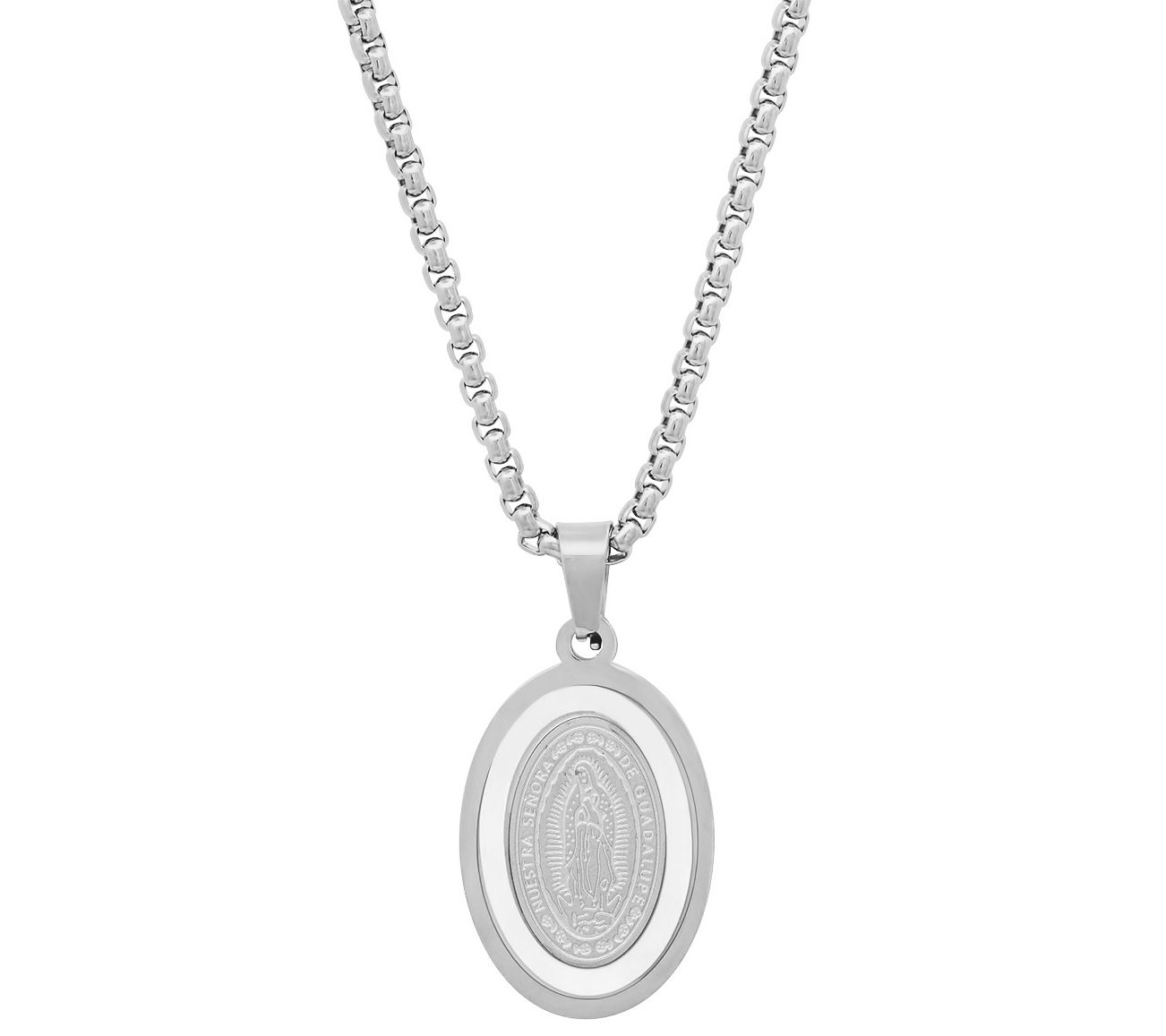 Steel by Design Mother-of-Pearl Our Lady of Guadalupe Pendant