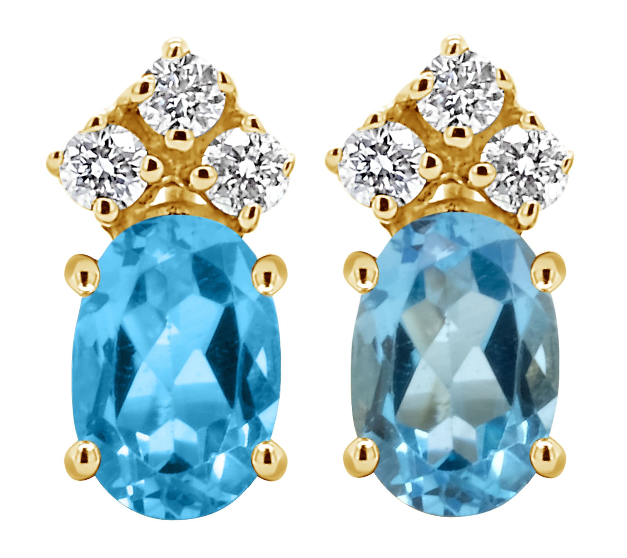 14K Gemstone & 1/10 cttw Diamond Earrings