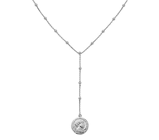 Italian Silver Roman Coin Y-Drop Necklace