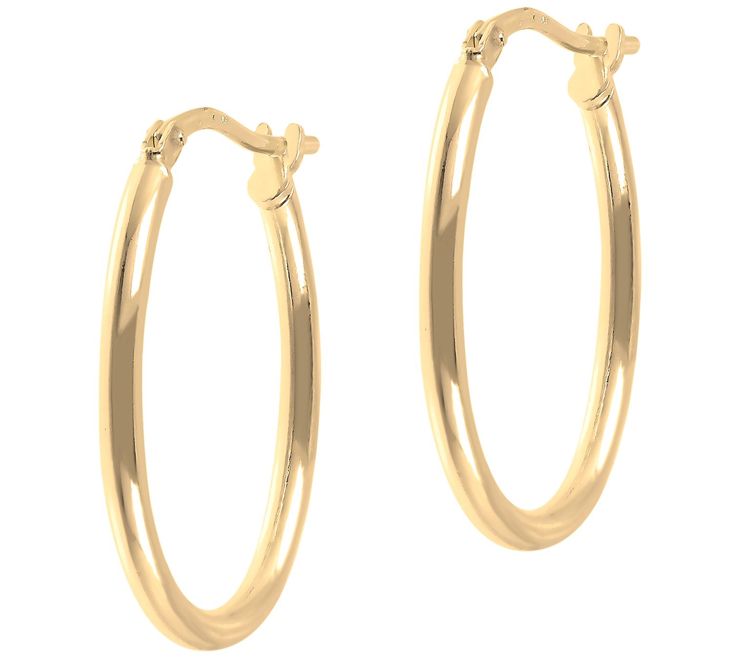 Italian Silver Polished 1" Oval Hoop Earrings