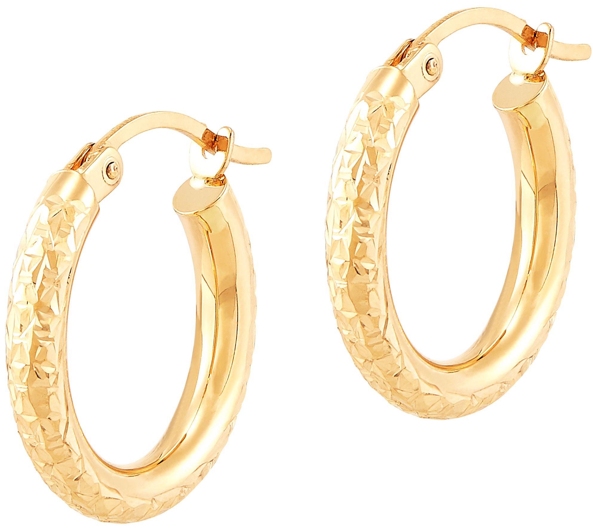 EternaGold 3/4" DiamondCut Round Hoop Earrings, 14K Gold