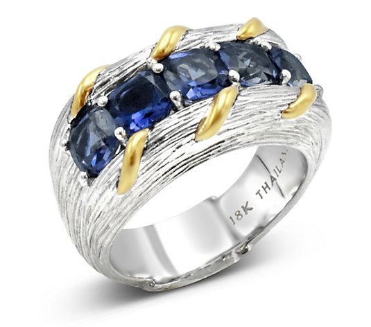 Ariva Sterling Silver & 18K Gold 1.95 cttw Iolite Ring