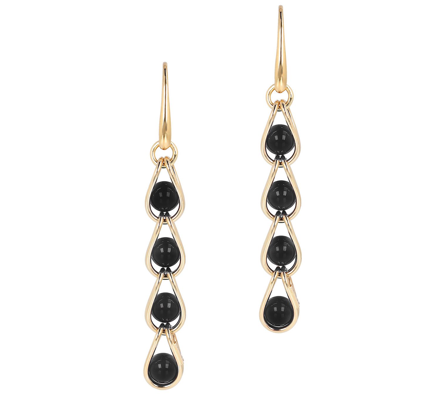 Italian Gold Caged Gemstone Dangle Earrings, 14K Gold