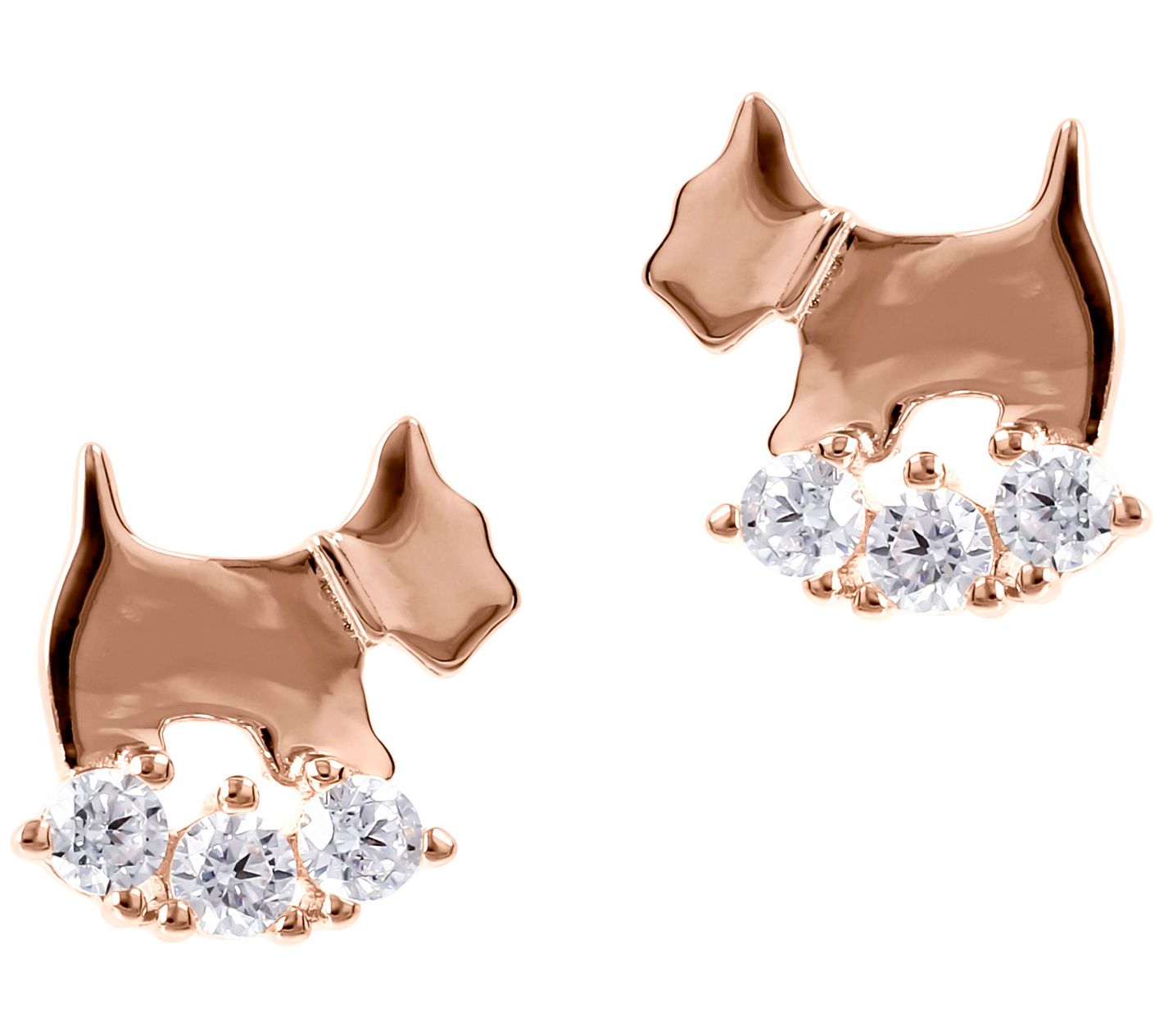 Diamonique 0.30 cttw Dog Stud Earrings, Sterlin g Silver