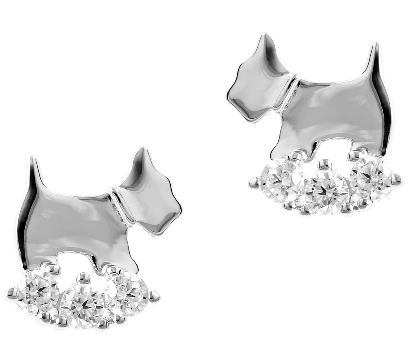 Diamonique 0.30 cttw Dog Stud Earrings, Sterlin g Silver
