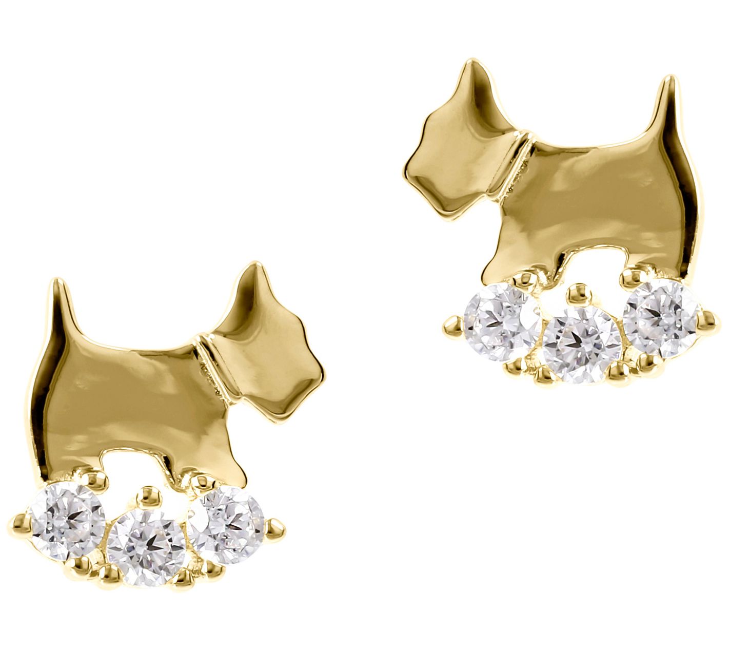 Diamonique 0.30 cttw Dog Stud Earrings, Sterlin g Silver