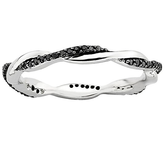 Sterling Silver Twisted Diamond Ring