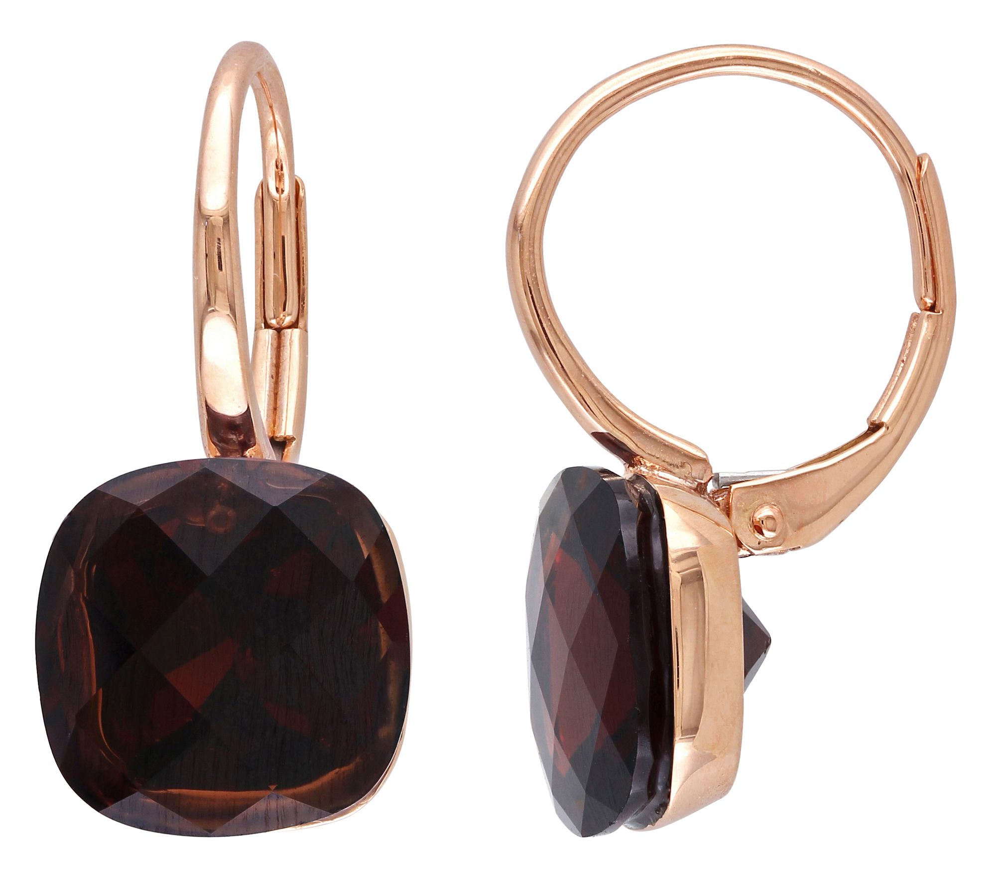 14K Gold 9.50 c ttw Garnet Leve r Back Earrings - QVC.com