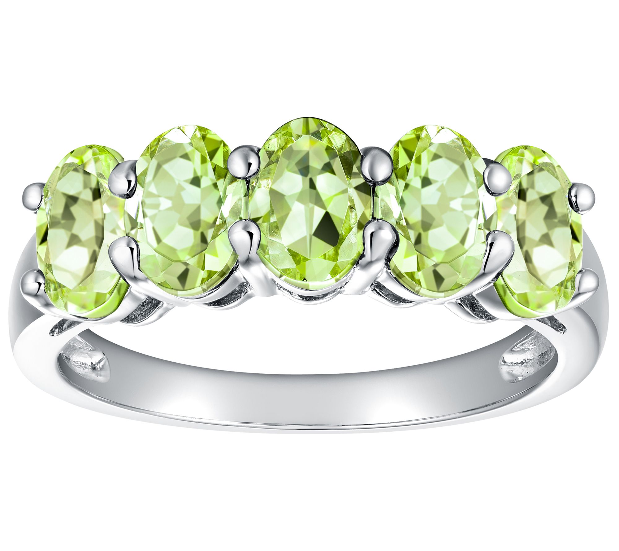 Sterling Silver Five-Stone Oval-Cut Gemstone Bi rthstone Ring