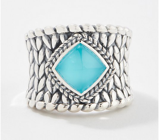 JAI Sterling Silver Turquoise Basketweave Ring