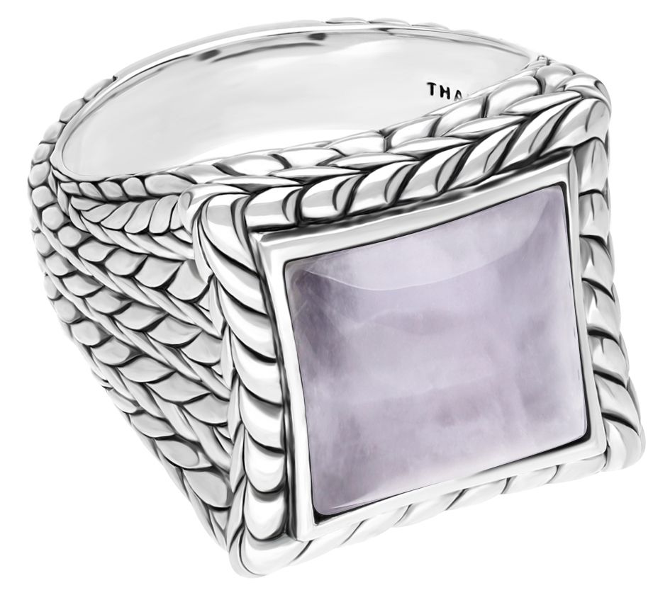 Tiffany Kay Studio Sterling Herringbone Rose Quartz Rin