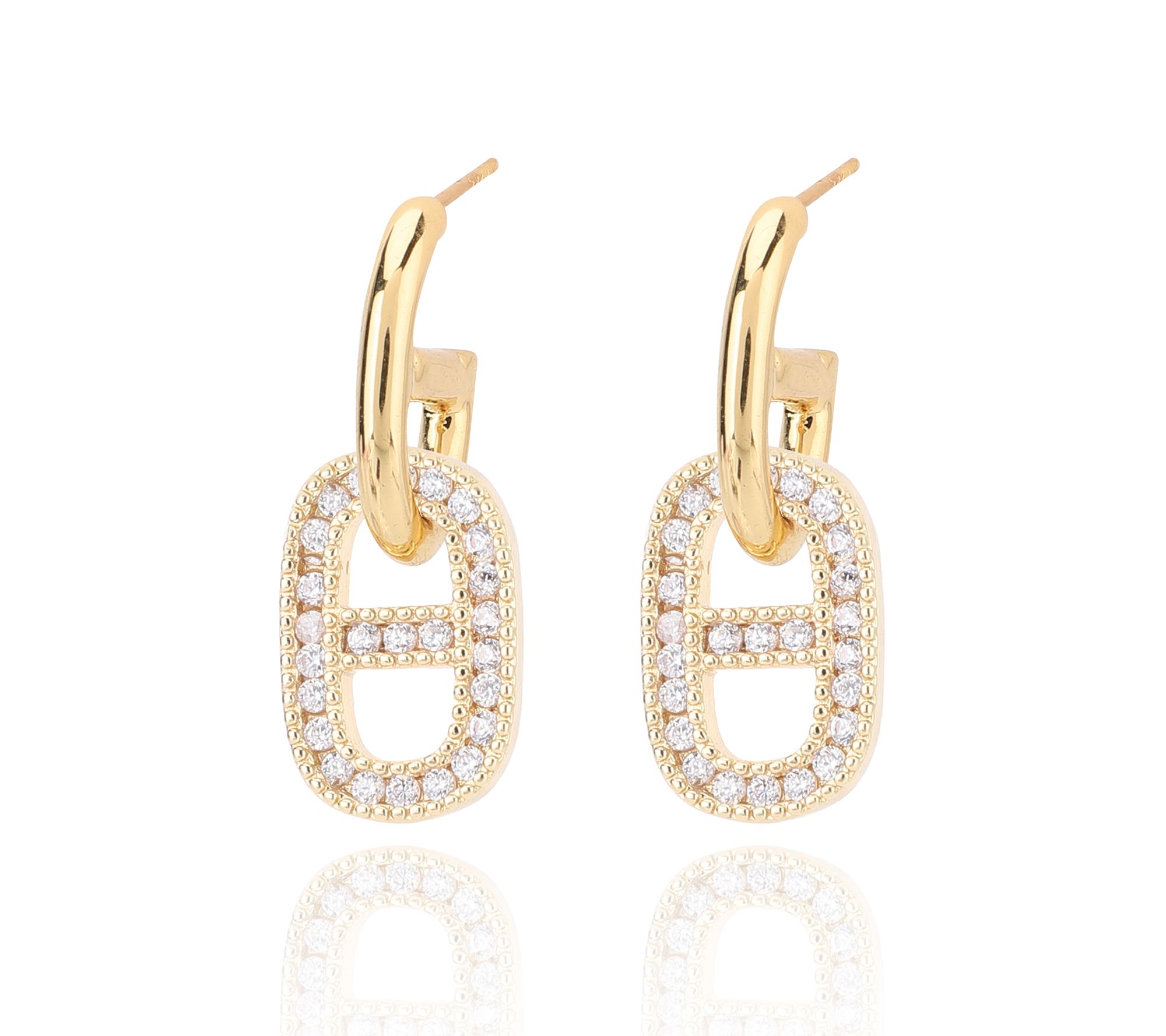 Vintage Havana Belle Goldtone Pave Dangle Earrings