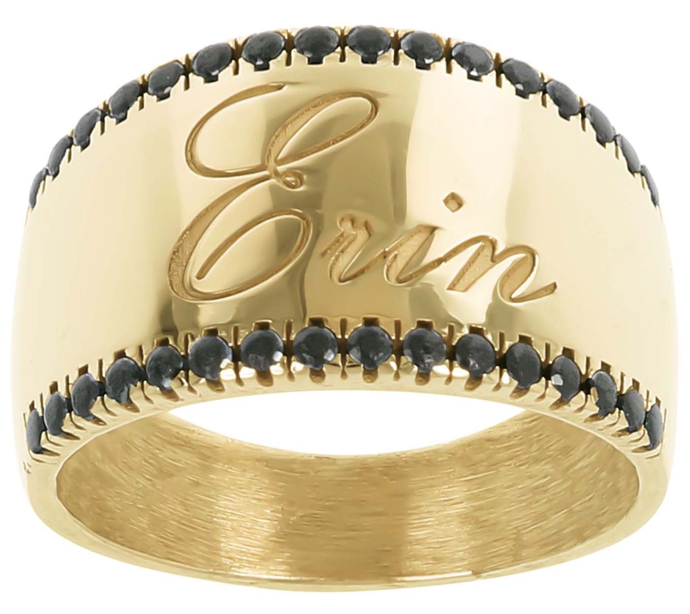 Diamonique Black Personalized Graduated Band Ring, Sterling