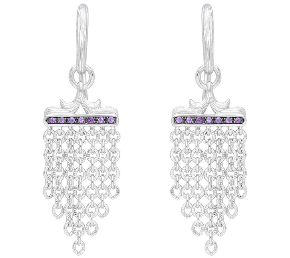Ariva Sterling Silver Amethyst Chandelier Chain Earrings