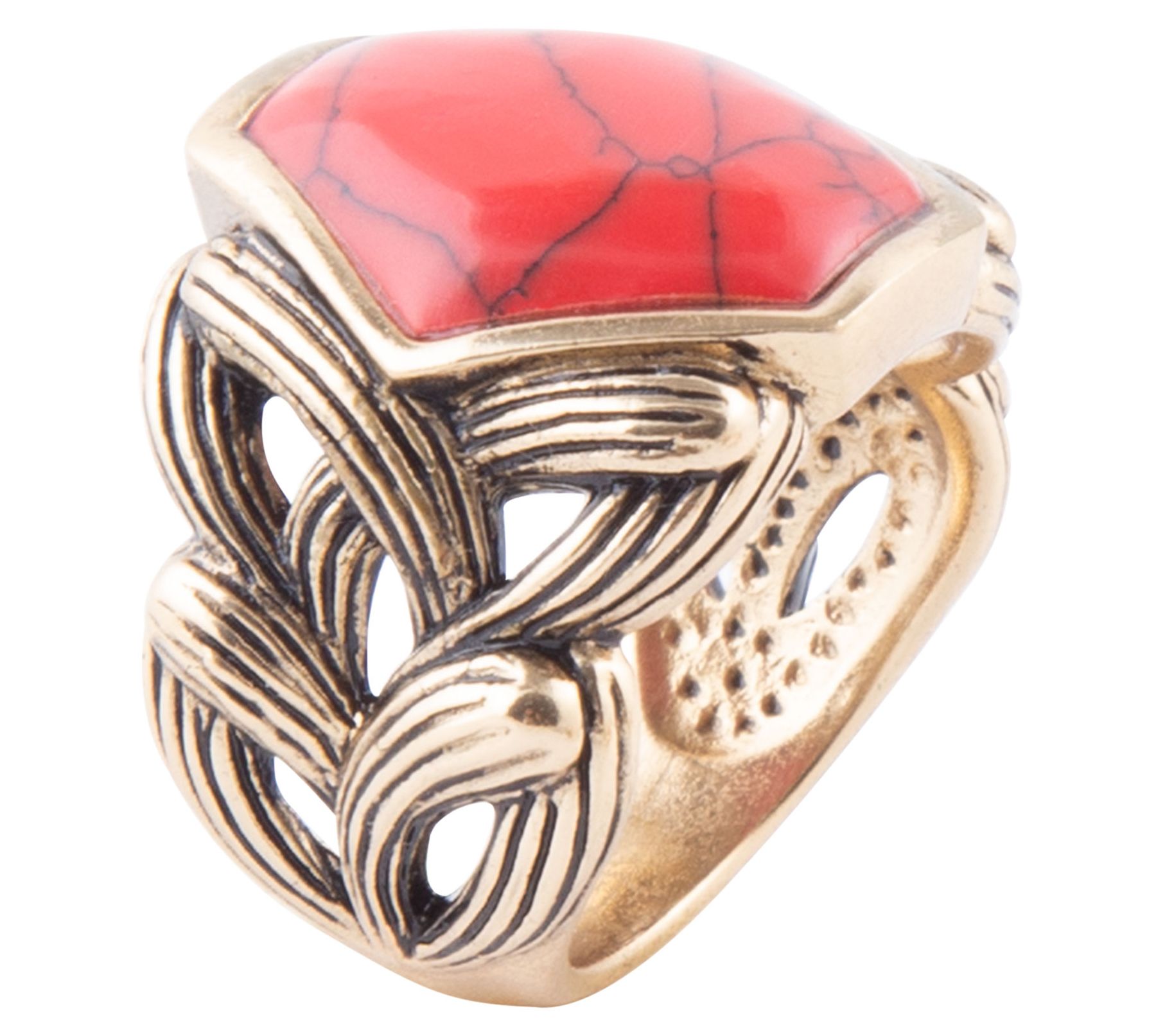 Barse Artisan Crafted Dyed Red Howlite Ring