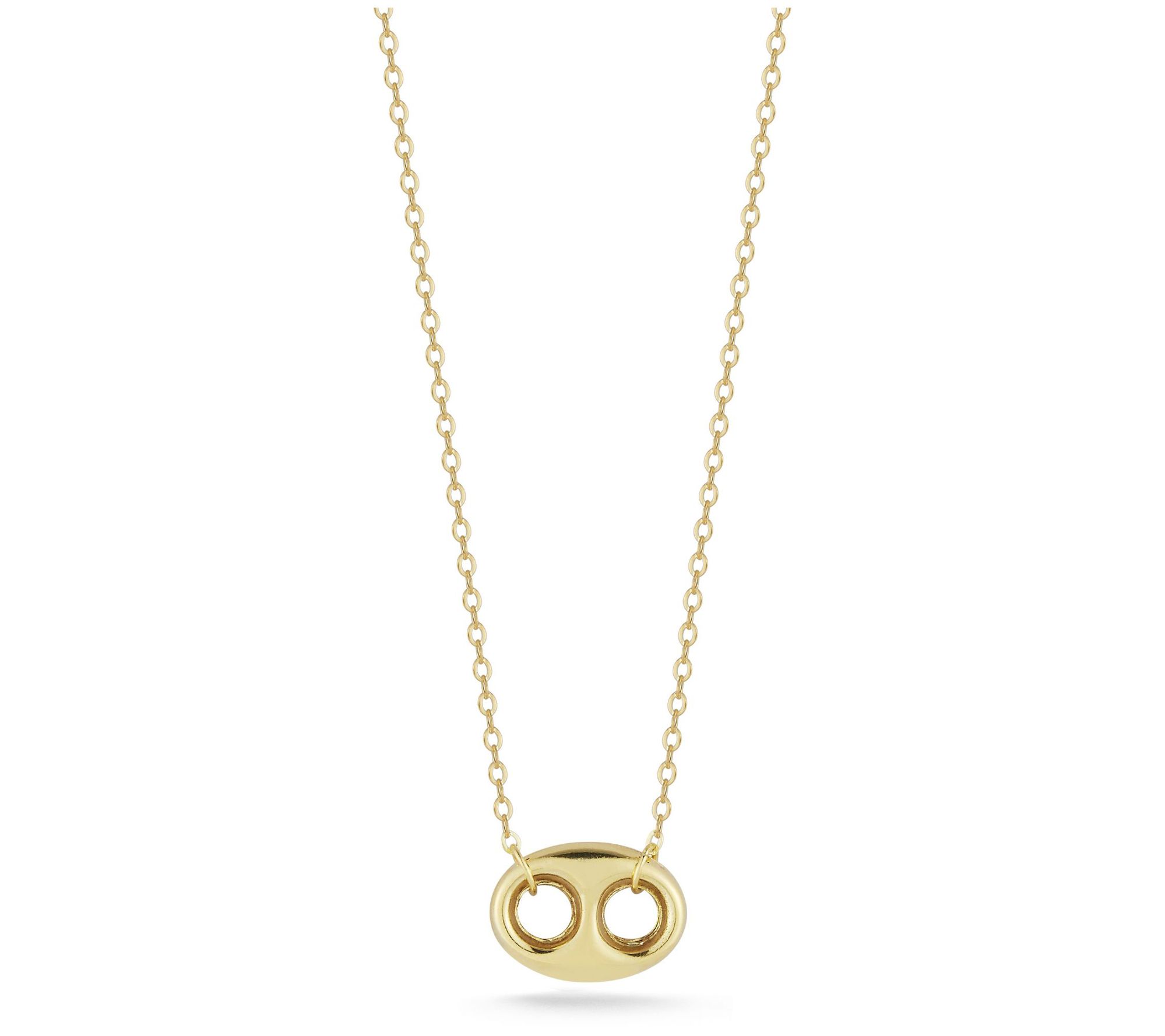Italian Gold Puffed Mariner Link Pendant w/ Cha in, 14K